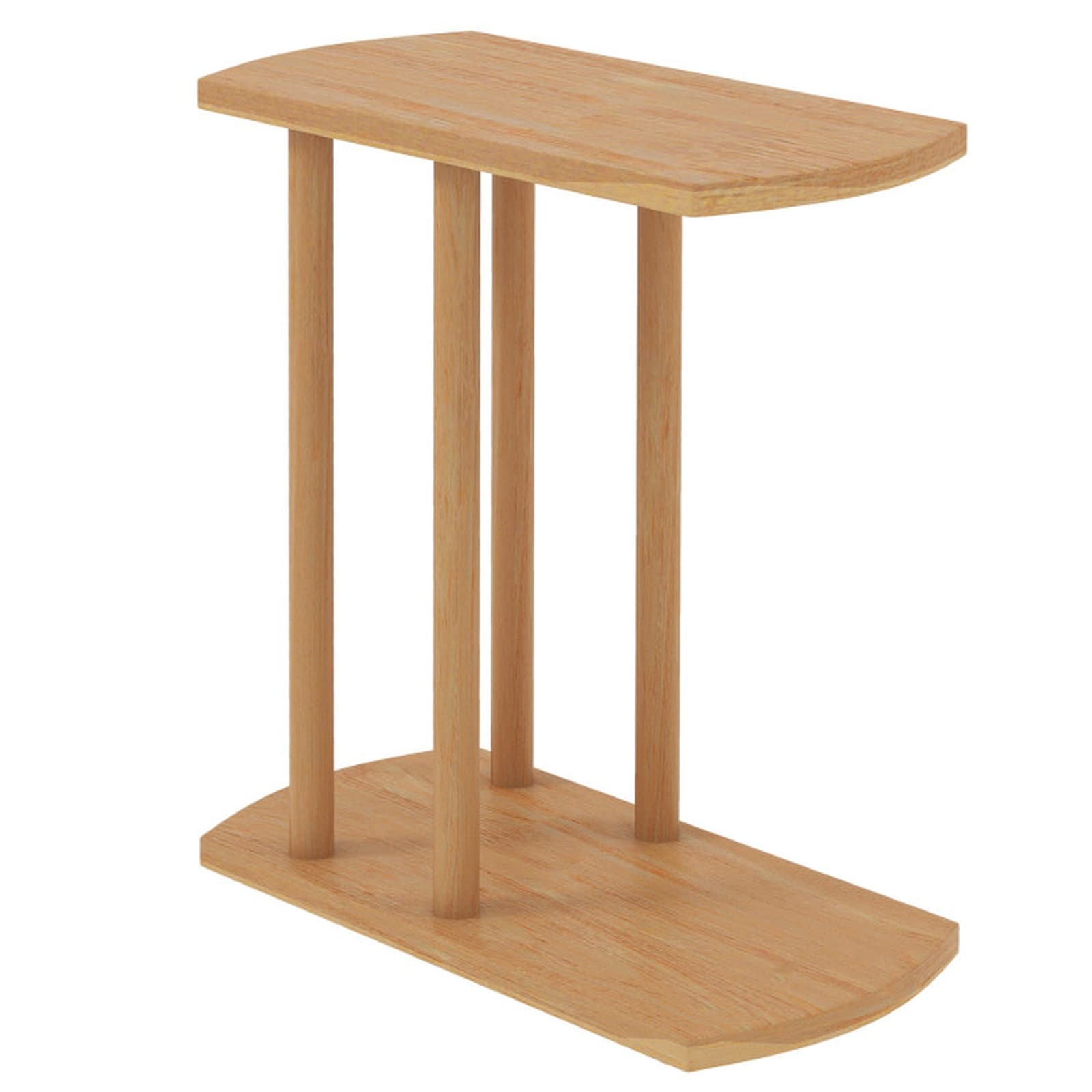 SUGIFT 20-in by 9.5-in C-Shaped Side Table 2-Tier Solid Teak Wood