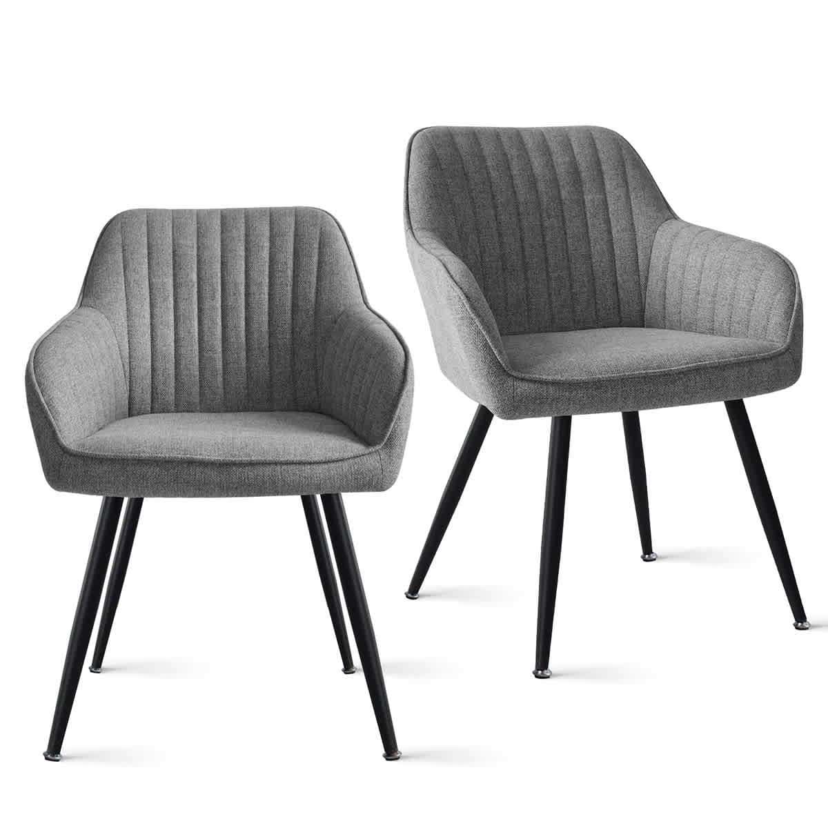 Maison Boucle BOSTON-ARM-GREY-2 Dining-Chairs - View #2