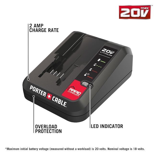 20V MAX Rapid Charger for Black&Decker and Porter Cable 20 Volt