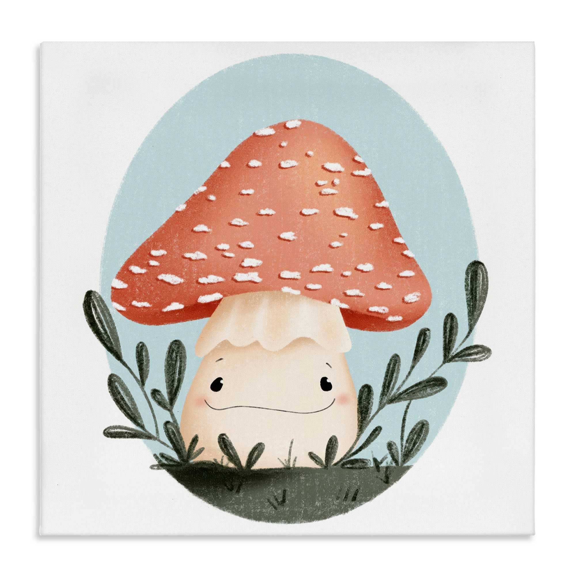 Stupell Industries BT-435-CN-17X17 Smiling Mushroom In Nature Canvas Wall Art By Sarah Hickman 17 x 17
