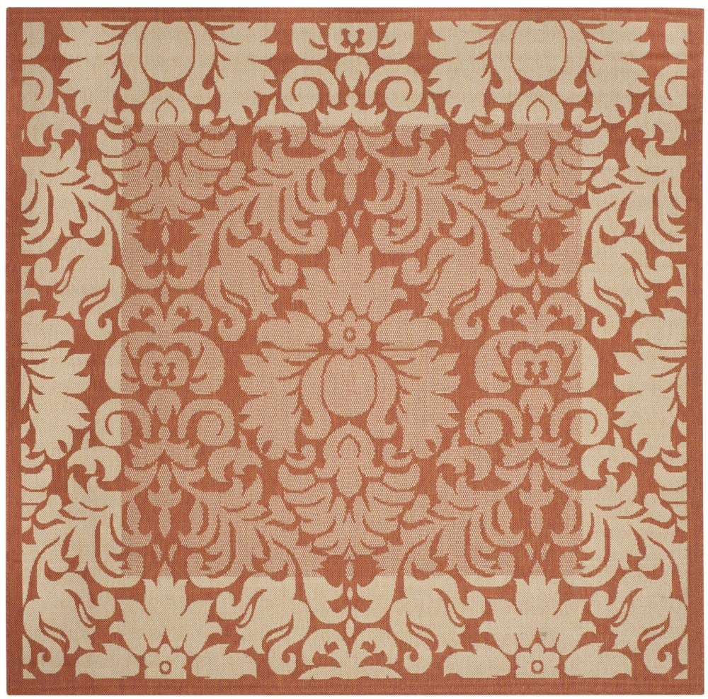 Safavieh CY2727-3202-8SQ Courtyard Nashua 8 x 8 (ft) Loomed Polypropylene Terracotta/Natural Square Indoor/Outdoor Floral/Botanical Coastal Area rug