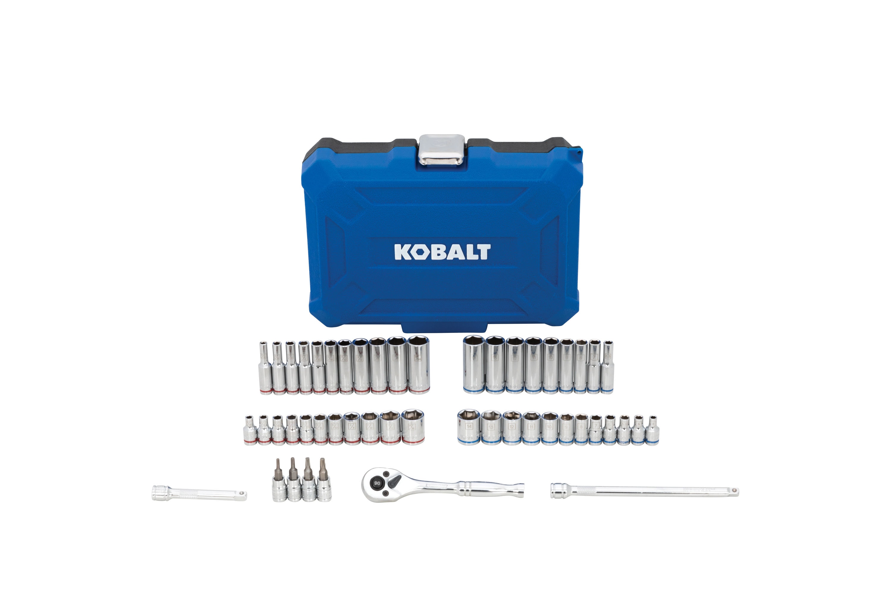 Kobalt 50-Piece Standard (SAE) and Metric Polished Chrome Mechanics Tool Set (1/4-in) with Hard Case | 52296