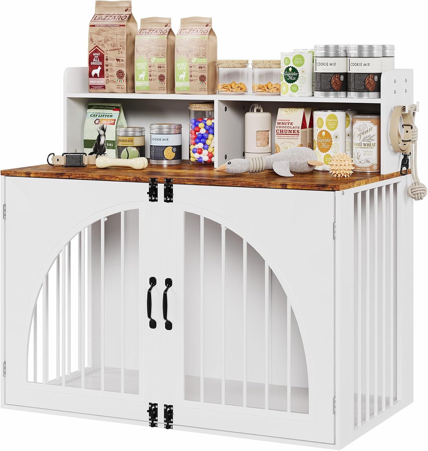 Garvee Dog Crate Furniture 41.3 in with Storage for Small Dogs White ...