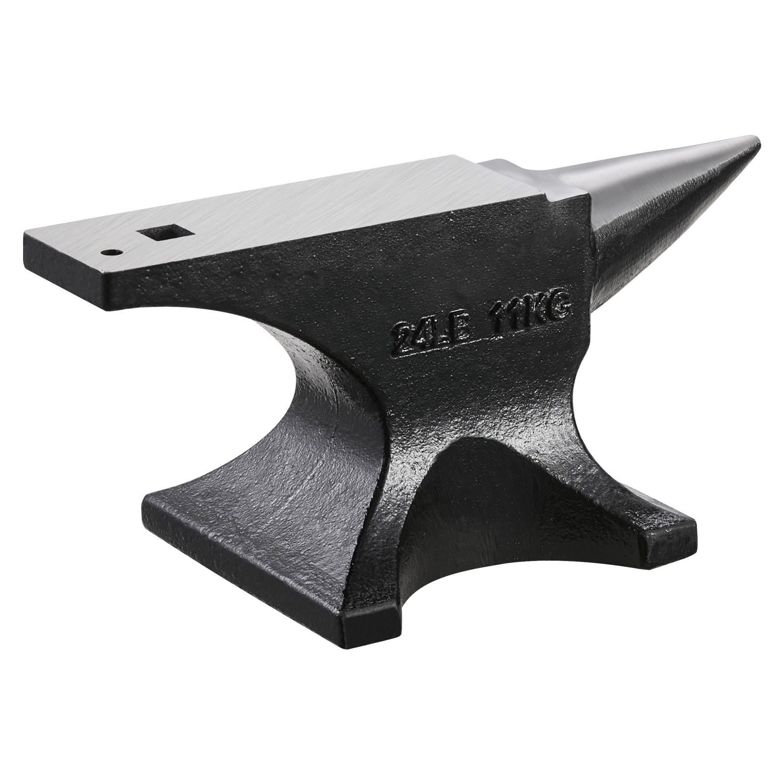 GIVIMO 25-lb Single Horn Cast Steel Blacksmith Anvil 12.3-in Working Face 50-HRC Hardness 70-Percent Rebound Round Horn Hardy Hole and Pritchel Hole for Forging #LW102GIVSS0558