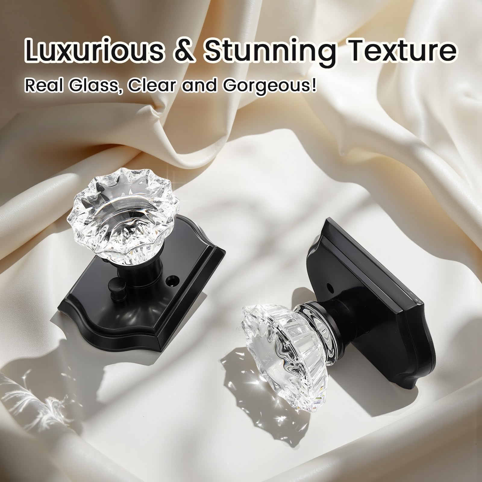 LILILIAN FMY Glass Door Knobs Vintage Privacy Crystal Door Knobs Matte ...