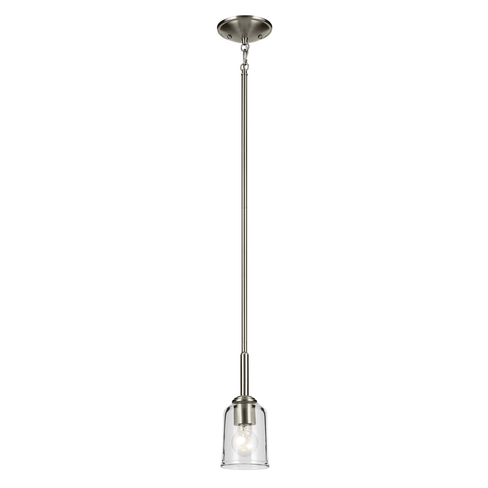 Kichler 43674NICLR Shailene 1 -Light Brushed Nickel Traditional Opal glass Bell Mini Hanging Pendant light