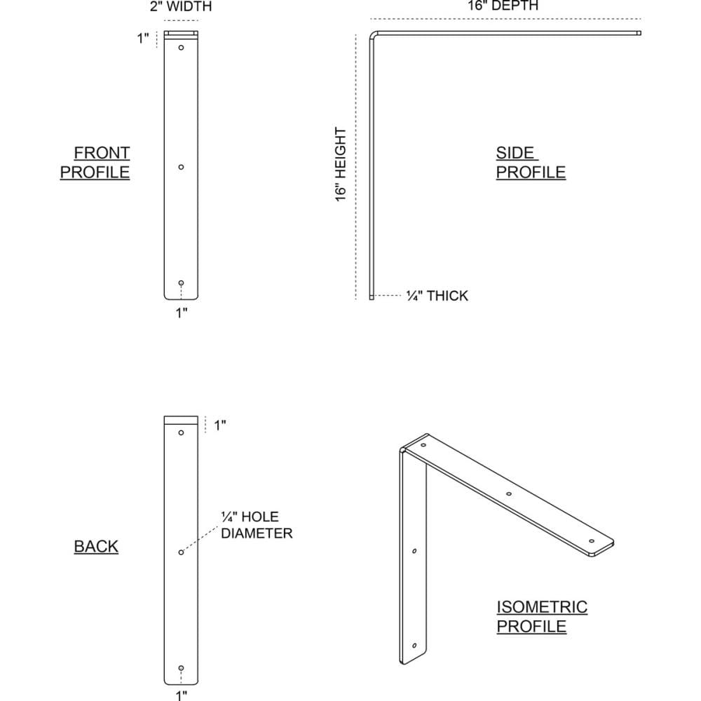 Ekena Millwork BKTM02X16X16HAASV Mending-Plates-Brackets-Braces - View #2