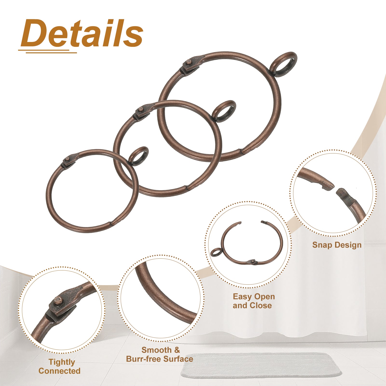 PATIKIL S25093001UX7559 Curtain-Rings - View #3