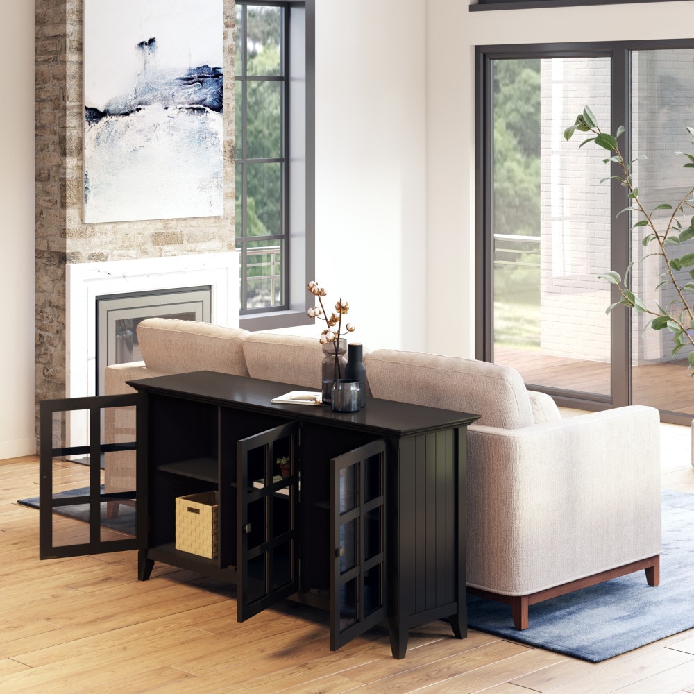 Acadian Black Solid Wood Storage Cabinet with Adjustable Shelves