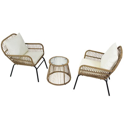 Casainc Patio Furniture 3 Piece Rattan Conversation Set With Cushions In The Sets Department At Com - Mainstays Brayhills Bistro Patio Furniture Set