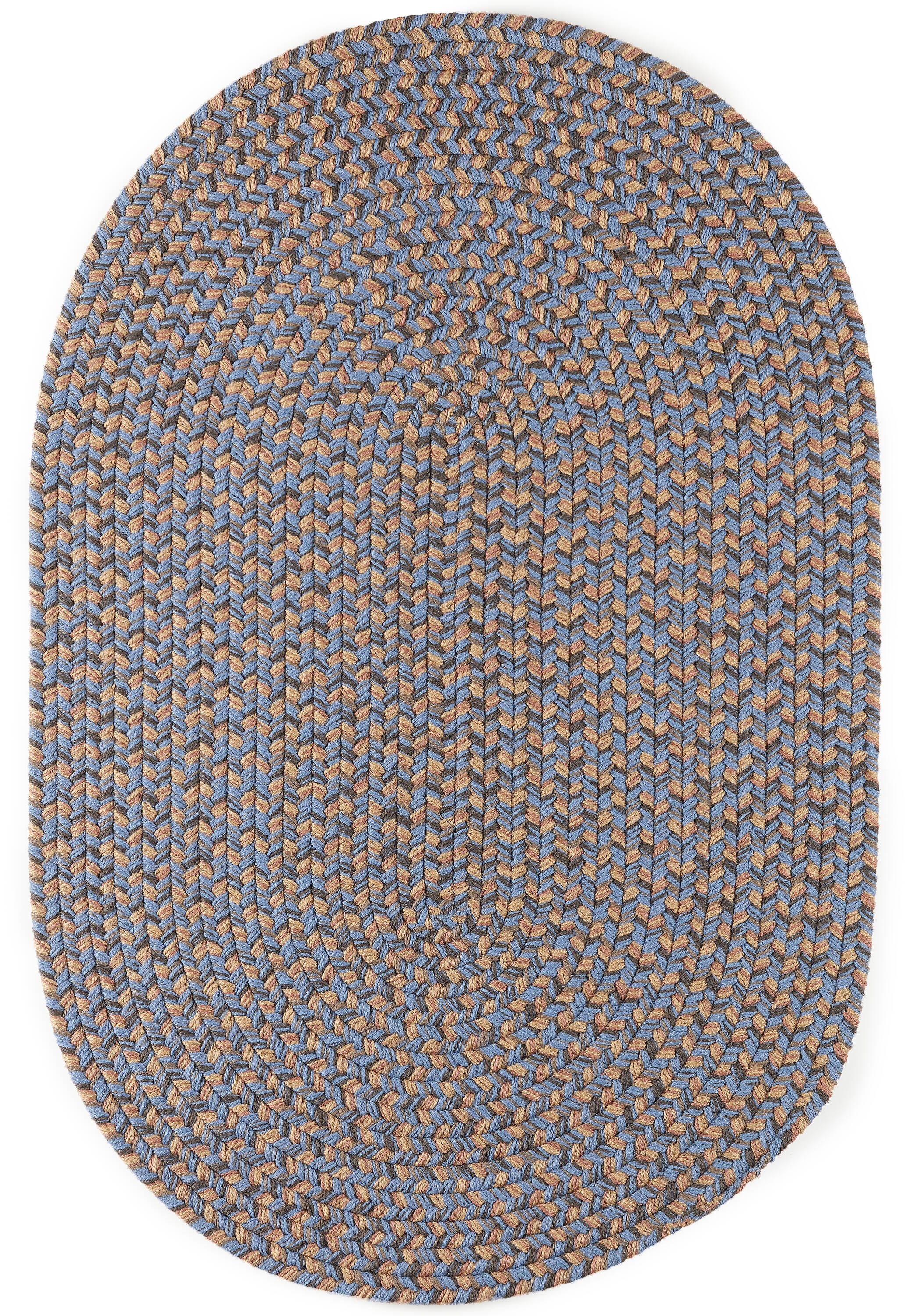 Rhody Rug CD96R084X108 7 x 9 (ft) Braided Polypropylene Denim Blue Oval Indoor/Outdoor Geometric Area rug