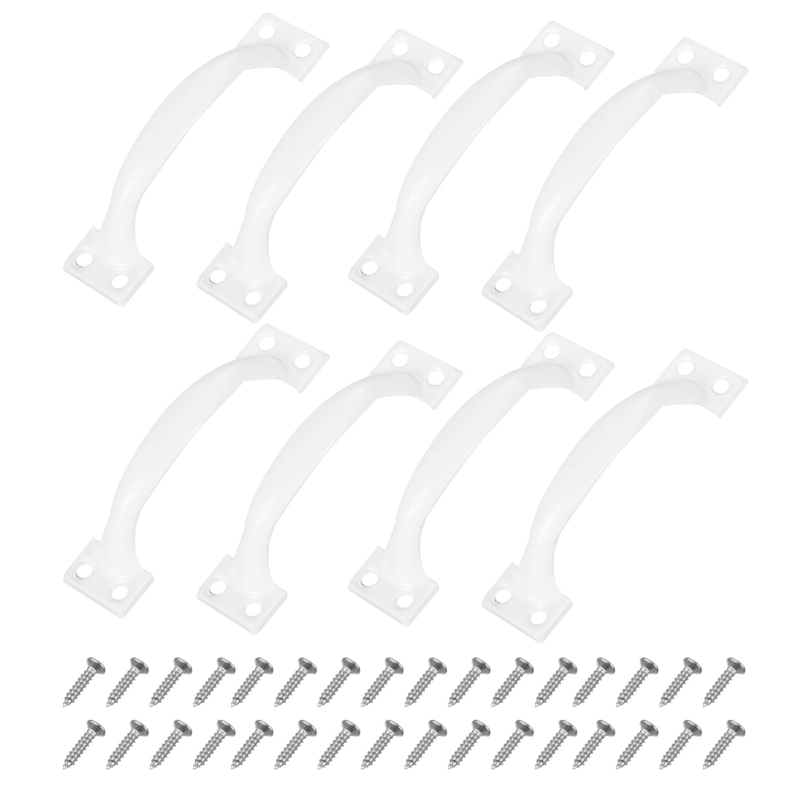 Unique Bargains S25092300UX2874 4 Inches Gate Handle Metal Vintage Door Drawer Pulls Furniture Handles with Screw for Cupboard Closet Door White 8 Pcs