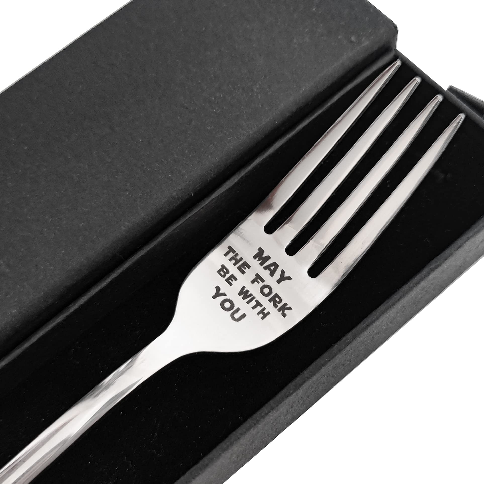 Aoibox  Laser Engraved Stainless Steel 7 9 in Fork with Star Wars Style Font and Gift Box for Fans