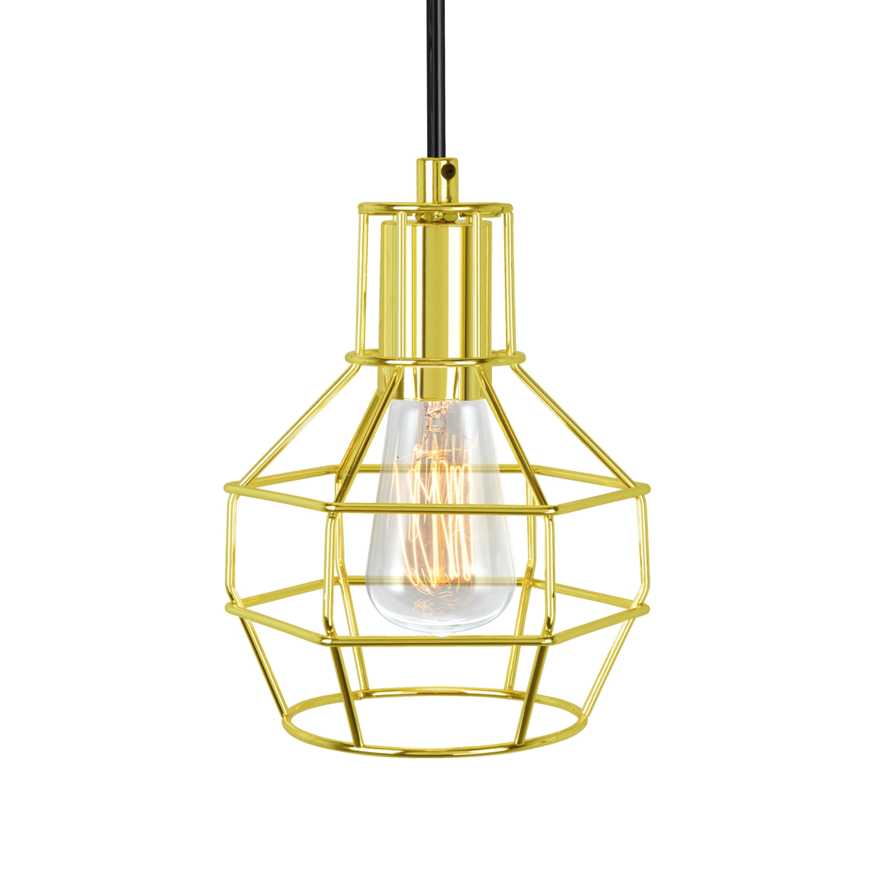 Polished Brass Mini Drum Pendant Light, 60" Height