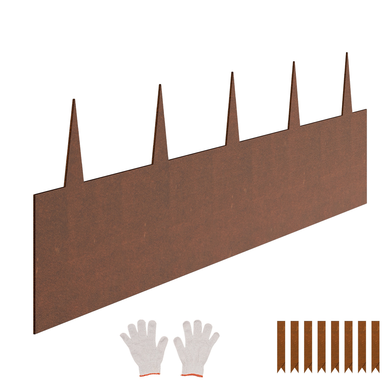 Mecale 6-Pack 40-in L x 8-in H Weathering Steel Landscape Edging with 3.1-in Shark Spikes #VOL-JUWUH1