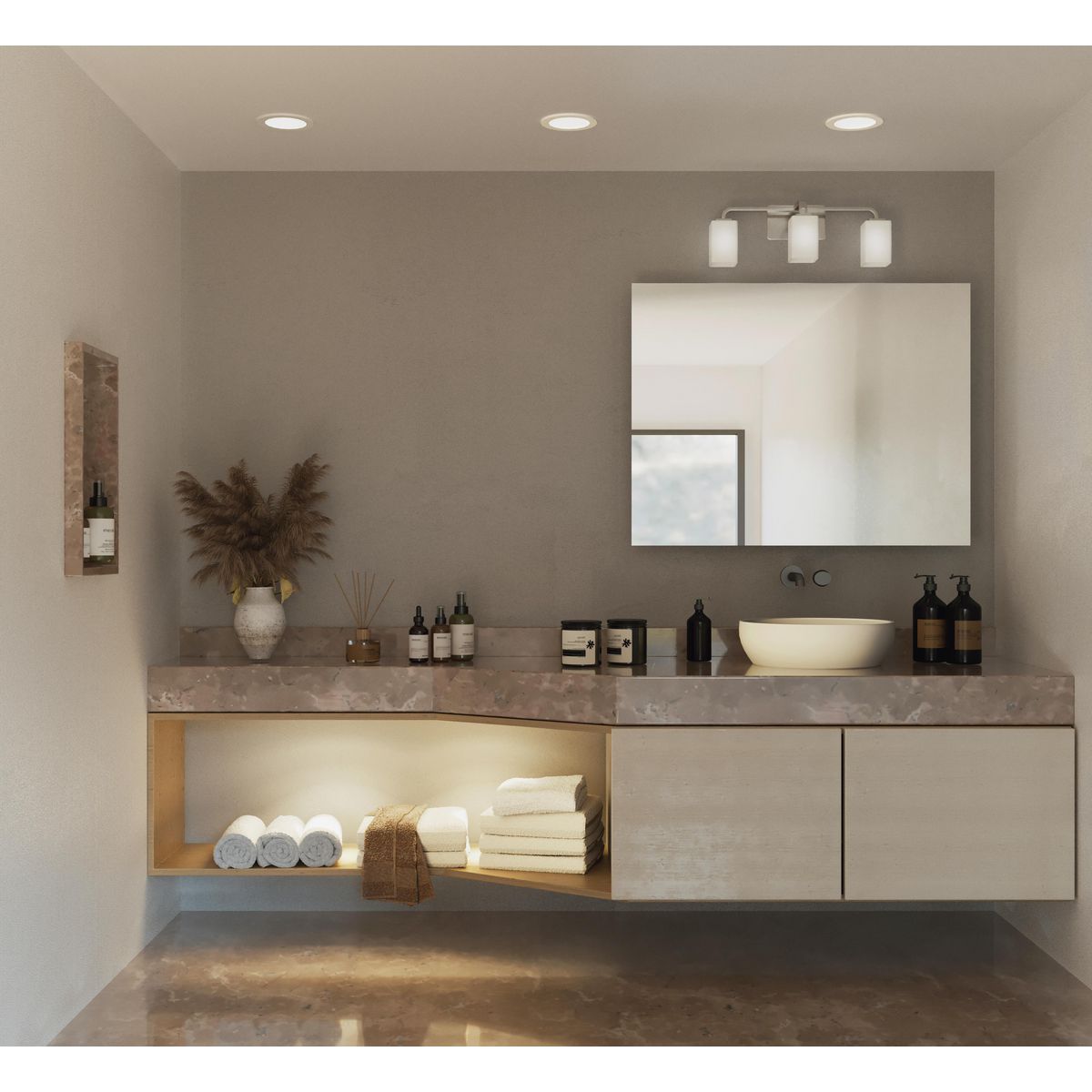 Cowan 3-Light Brushed Nickel Wall Light with Etched Opal Glass