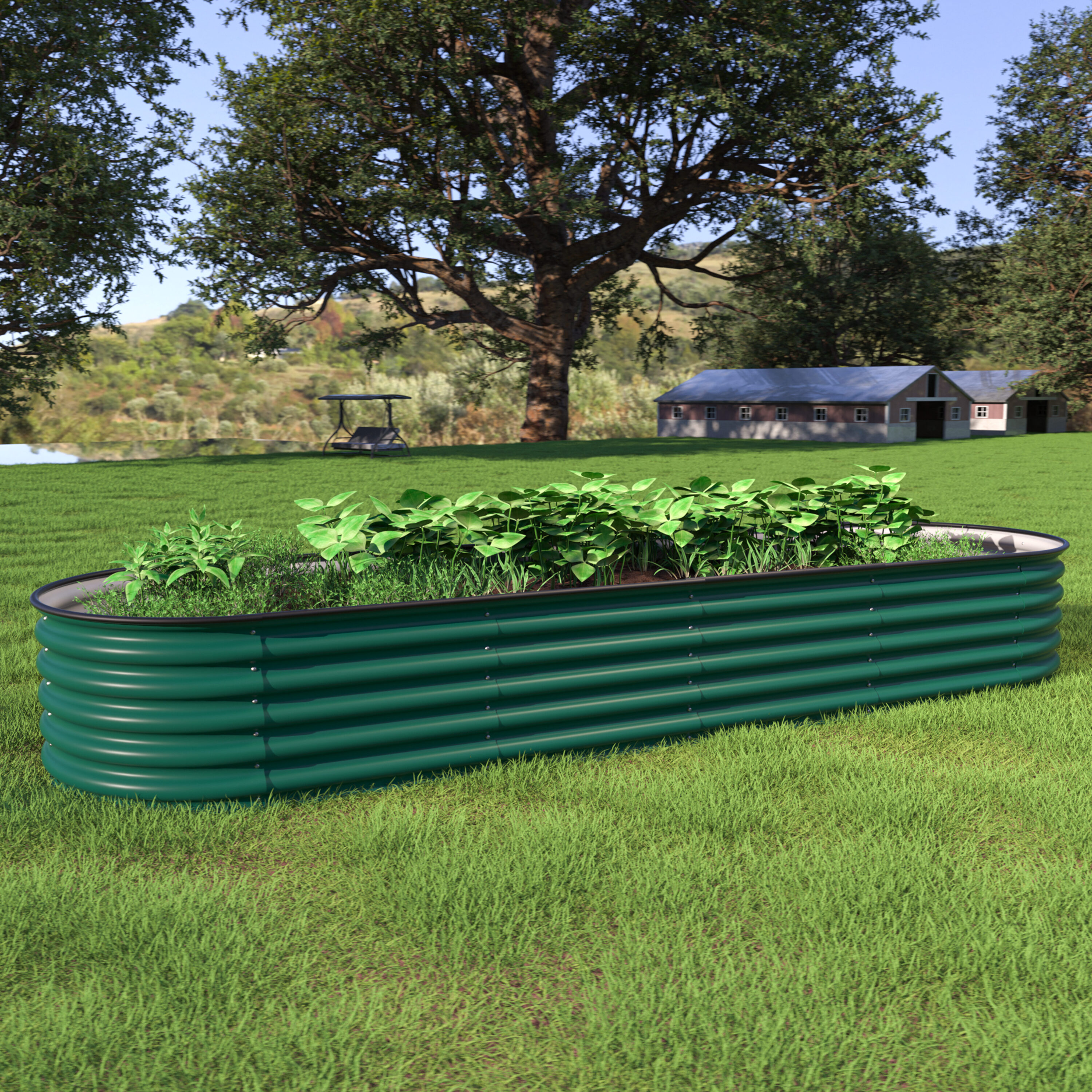 VEIKOUS PG0102-63-02CW 12.8-cu ft 24-in W x 96-in L x 17-in H Green Metal Raised Garden Bed