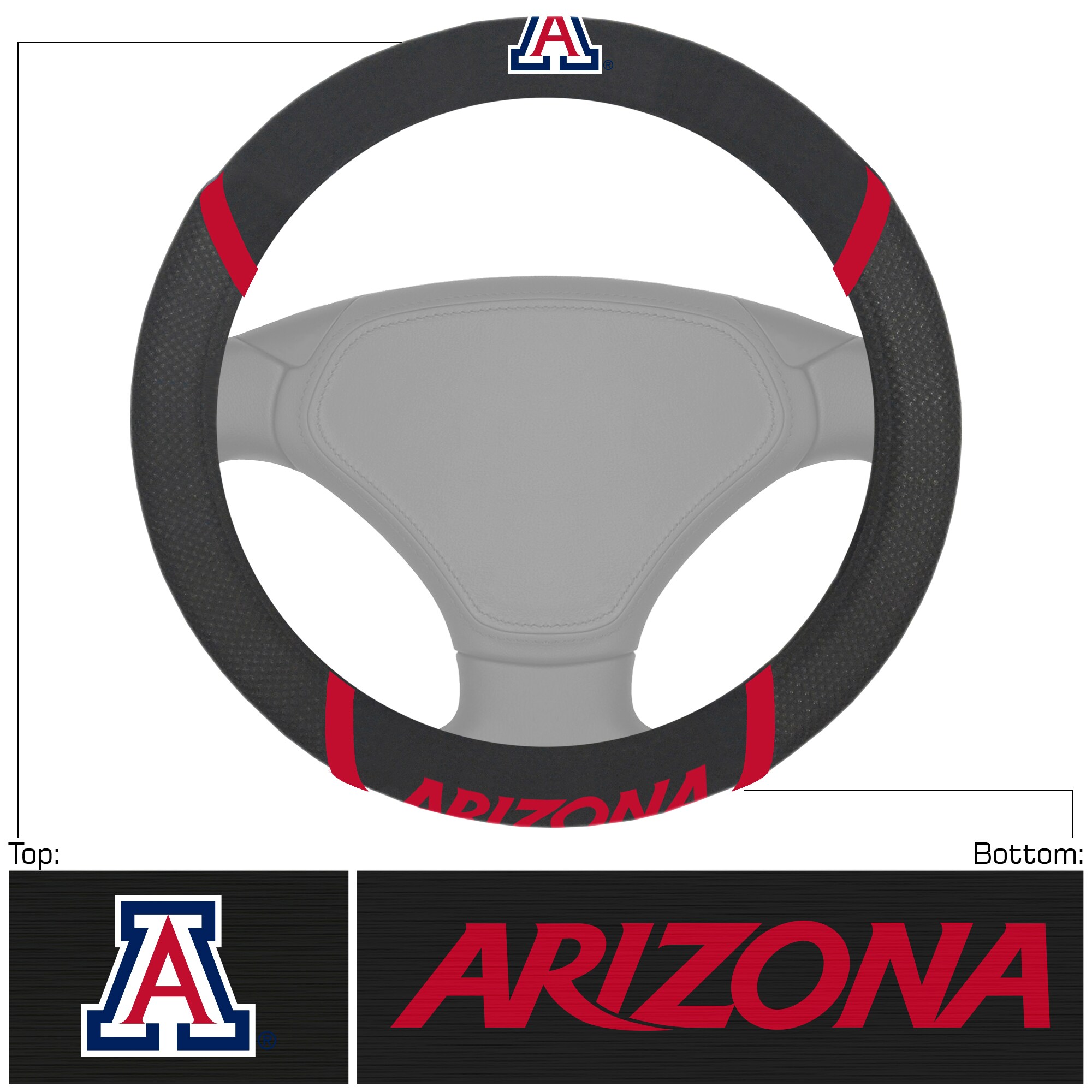 FANMATS 25582 University of Arizona Embroidered Steering Wheel Cover