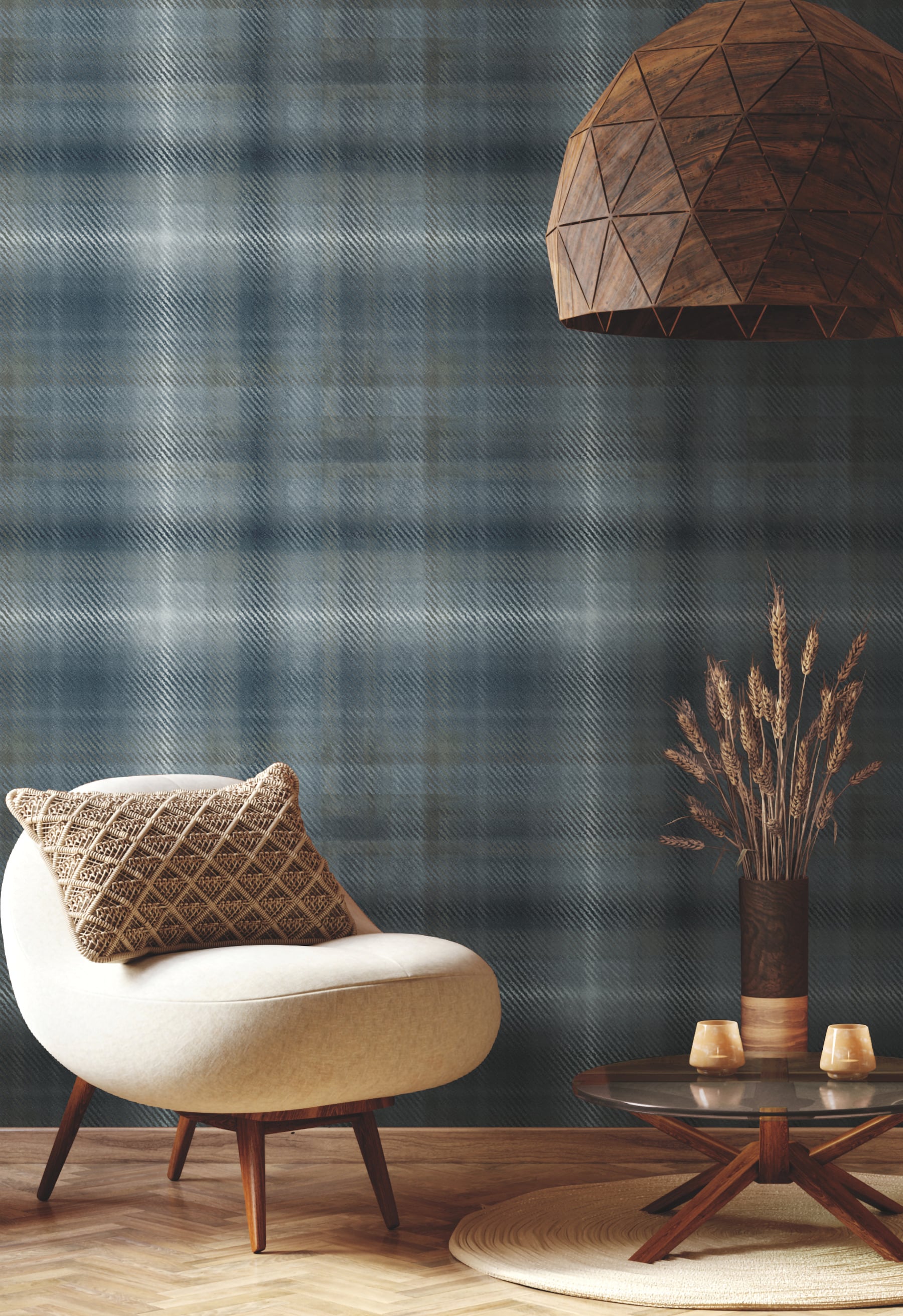 York Wallcoverings HO2158 Ronald Redding Traveler 60.8-Sq. Feet Blue Non-woven Plaid Unpasted Wallpaper
