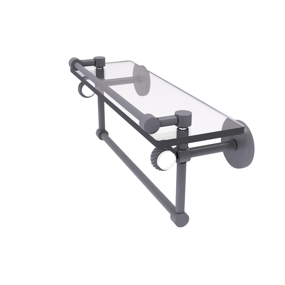 Allied Brass CV-1TBT-16-GAL-GYM Clearview Matte Gray Wall mount Bathroom Shelf ( 16-in x 6.7-in x 5-in )