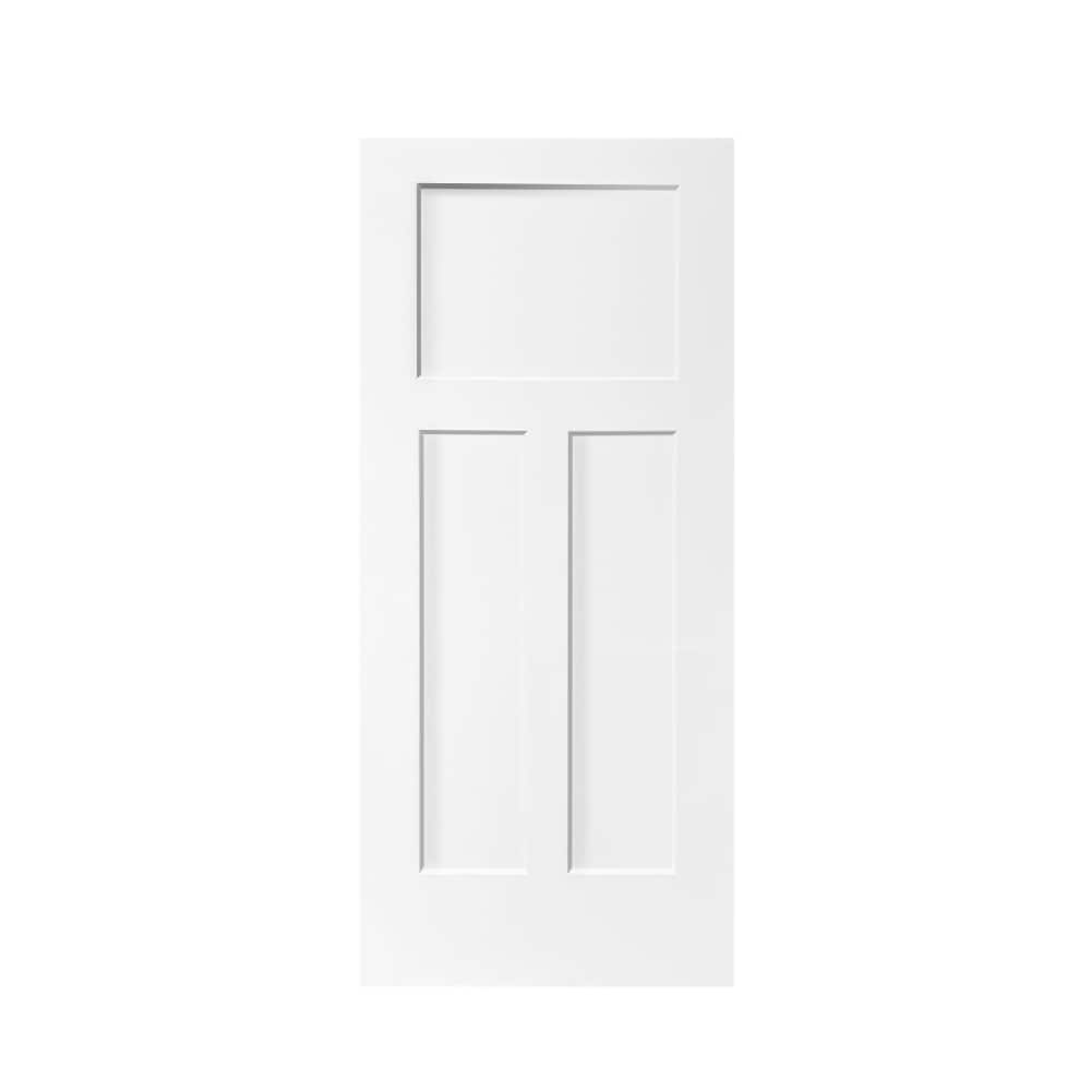 CALHOME PK-3PANEL-WS-30W 30-in x 80-in White MDF Hollow core Single Barn Door (Hardware Not Included)