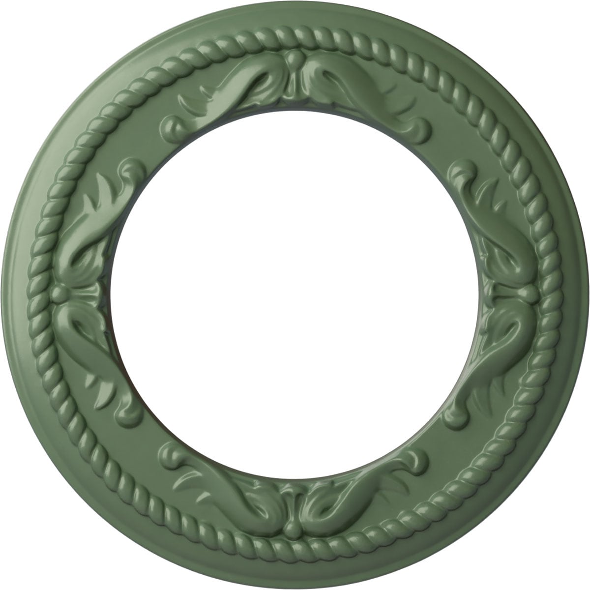 Ekena Millwork CM12MEAGF Roped Medway 12.25-in W x 12.25-in L Painted Athenian Green Polyurethane Whole Ceiling Medallion