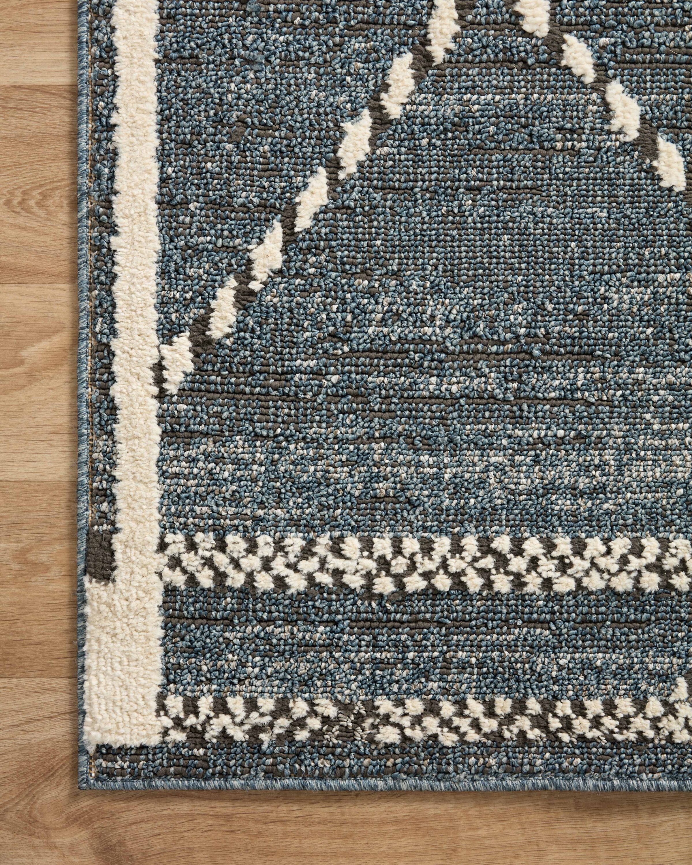 Fabian Denim and Charcoal Diamond Wool Area Rug 2'-7" x 12'-0"