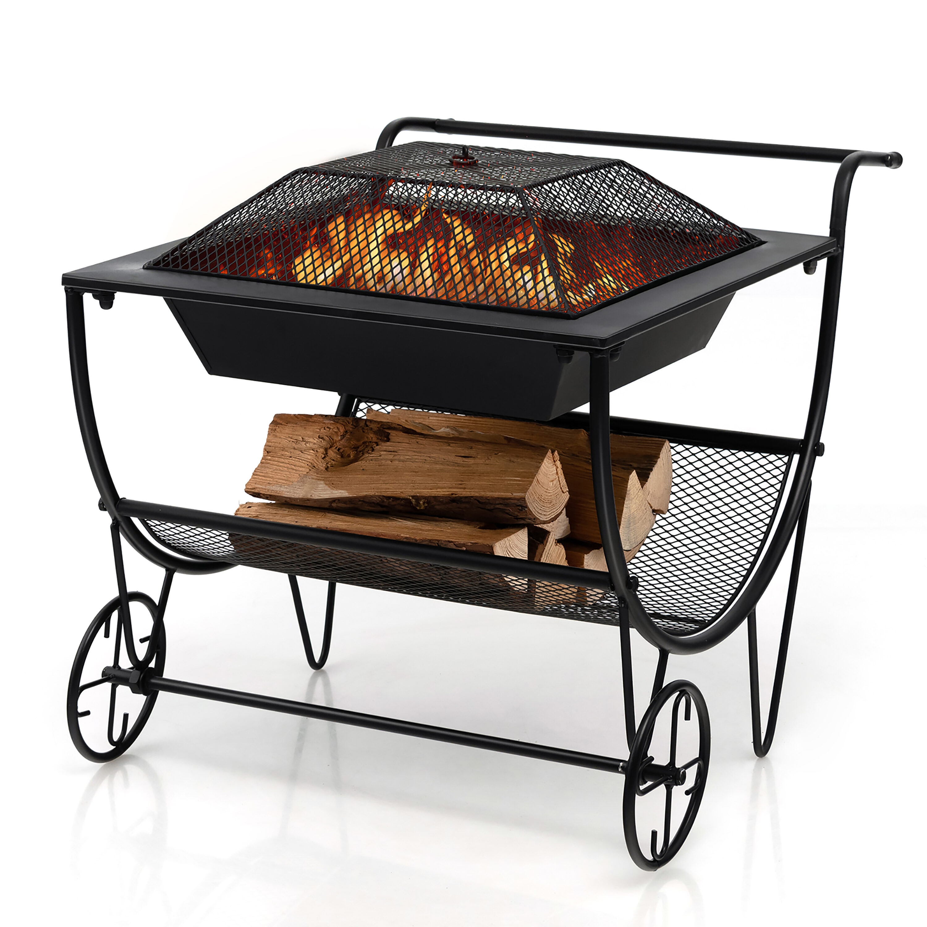 Costway HV10303 30-in W Black Steel Wood-Burning Fire Pit