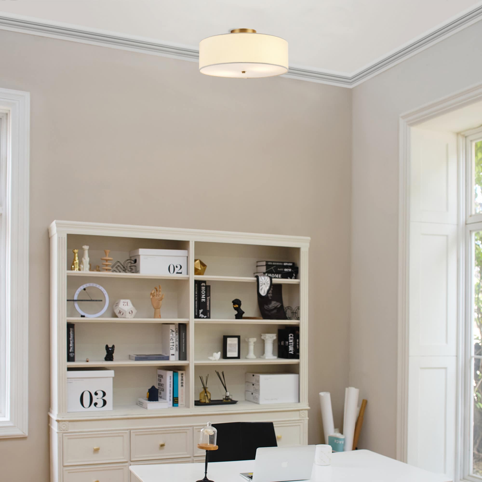 Globe Electric 60998 2 -Light 15.9-in Matte Brass Flush Mount Light