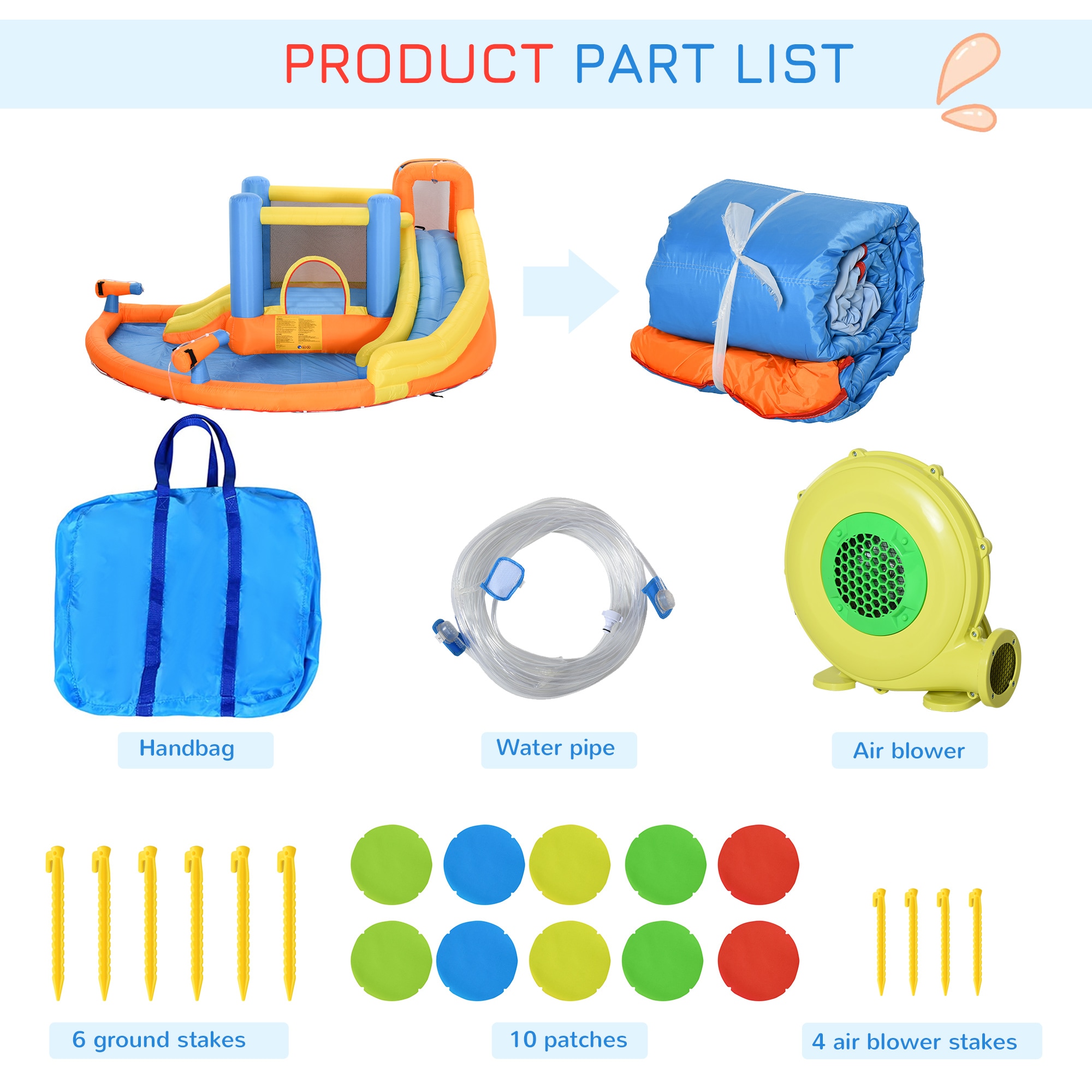 Outsunny 5-in-1 Inflatable Water Slide and Bounce House with Pool