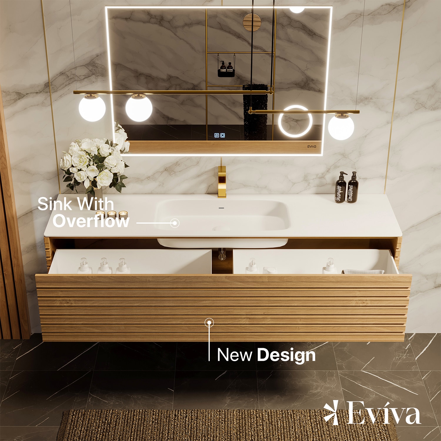 Eviva EVVN128-55OAK Bath-Vanity-Combo - View #3