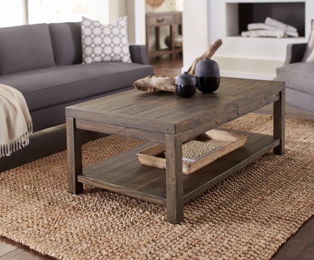 Modus Furniture Craster Smoky Taupe Wood Farmhouse Coffee Table with  Storage in the Coffee Tables department at