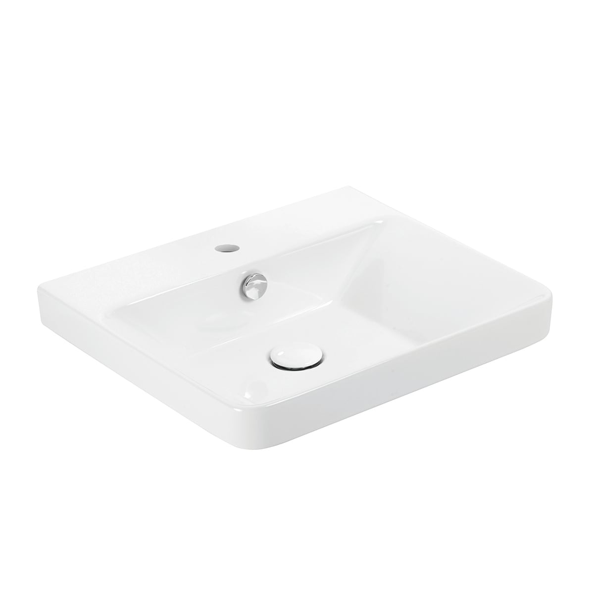 WS Bath Collections LUXURY 50.01 WG Luxury Ceramic 18.1-in Wall-mount Rectangular Modern Glossy White Bathroom Sink