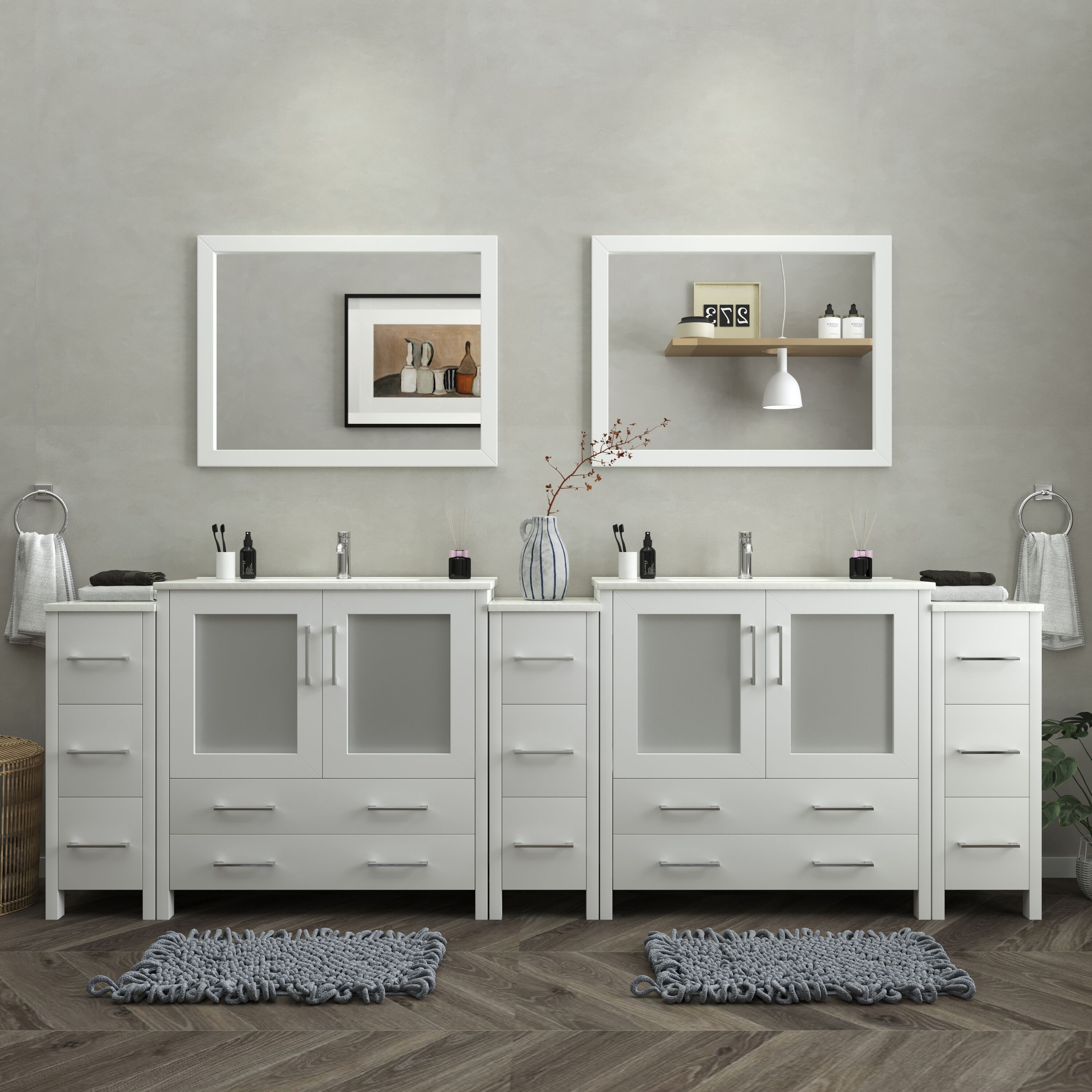 Vanity Art Brescia 103-in White Undermount Double Sink Bathroom Vanity ...