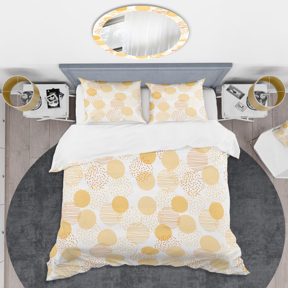 Twin Gold Geometric Microfiber Duvet Cover Set