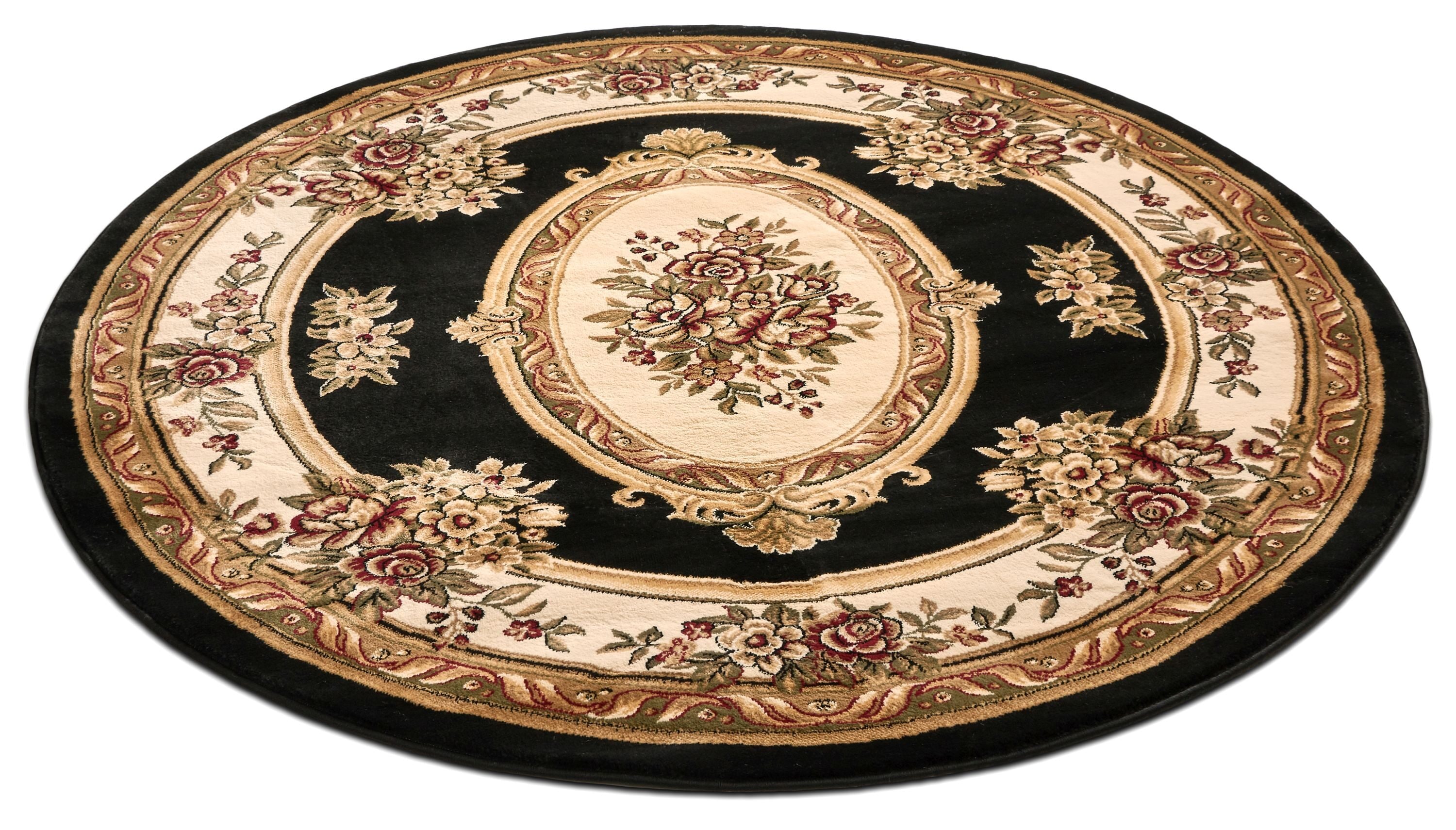 Well Woven 36339 8 x 8 (ft) Loomed Polypropylene Black Round Indoor Medallion Persian Area rug