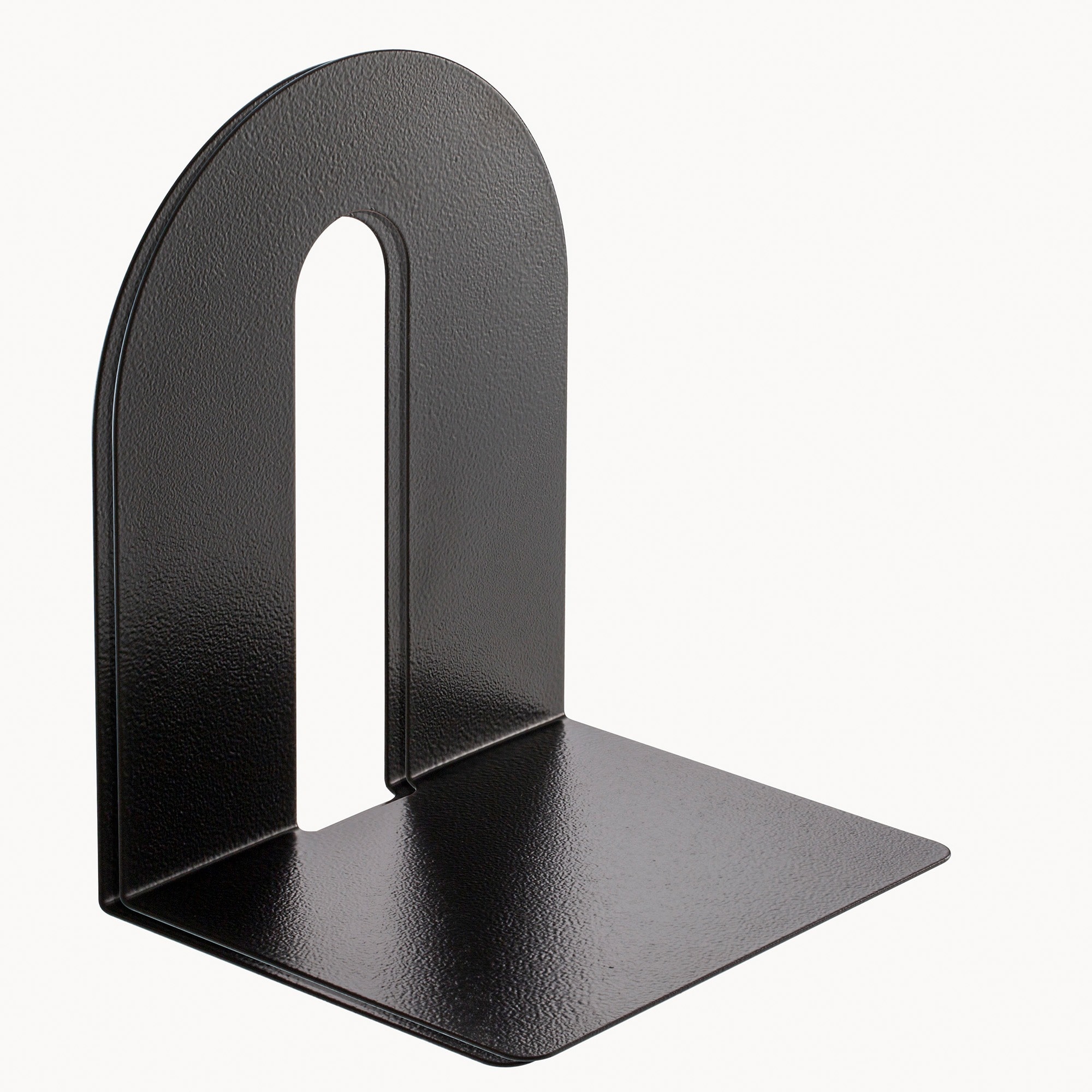 Enamel-Coated Steel Heavy-Duty Bookends with Non-Slip Base, Black