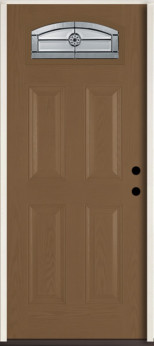 RELIABILT LO841676 Elan 36-in x 80-in x 4-9/16-in Fiberglass 1/4 lite Left-hand inswing Woodhaven Stained Prehung Front Door Insulating core