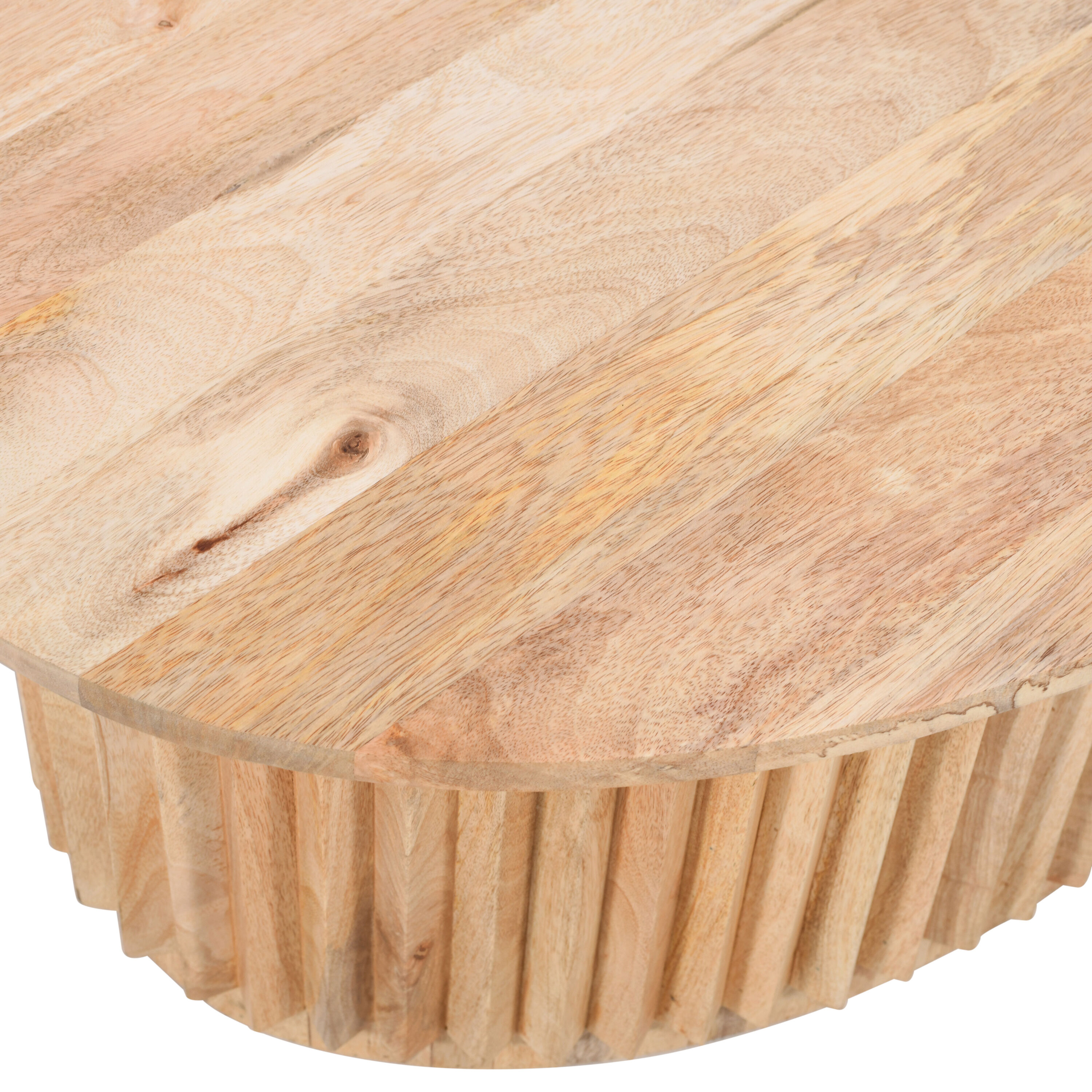 Natural Brown Oval Mango Wood Coffee Table with Hidden Storage