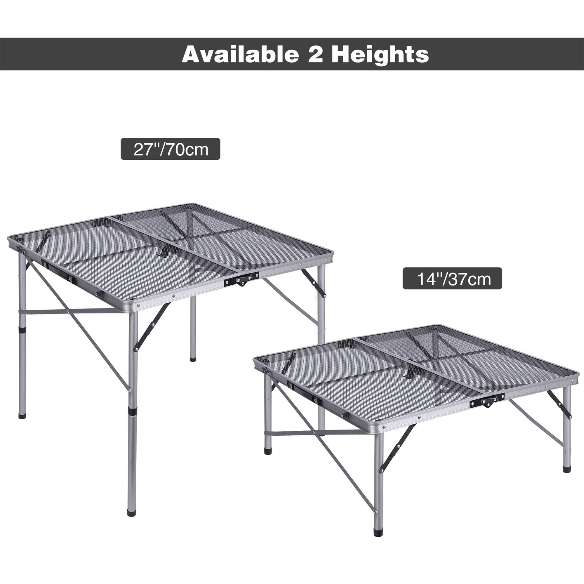 Wildaven 24-in Silver Cast Aluminum Rectangle Folding Picnic Table