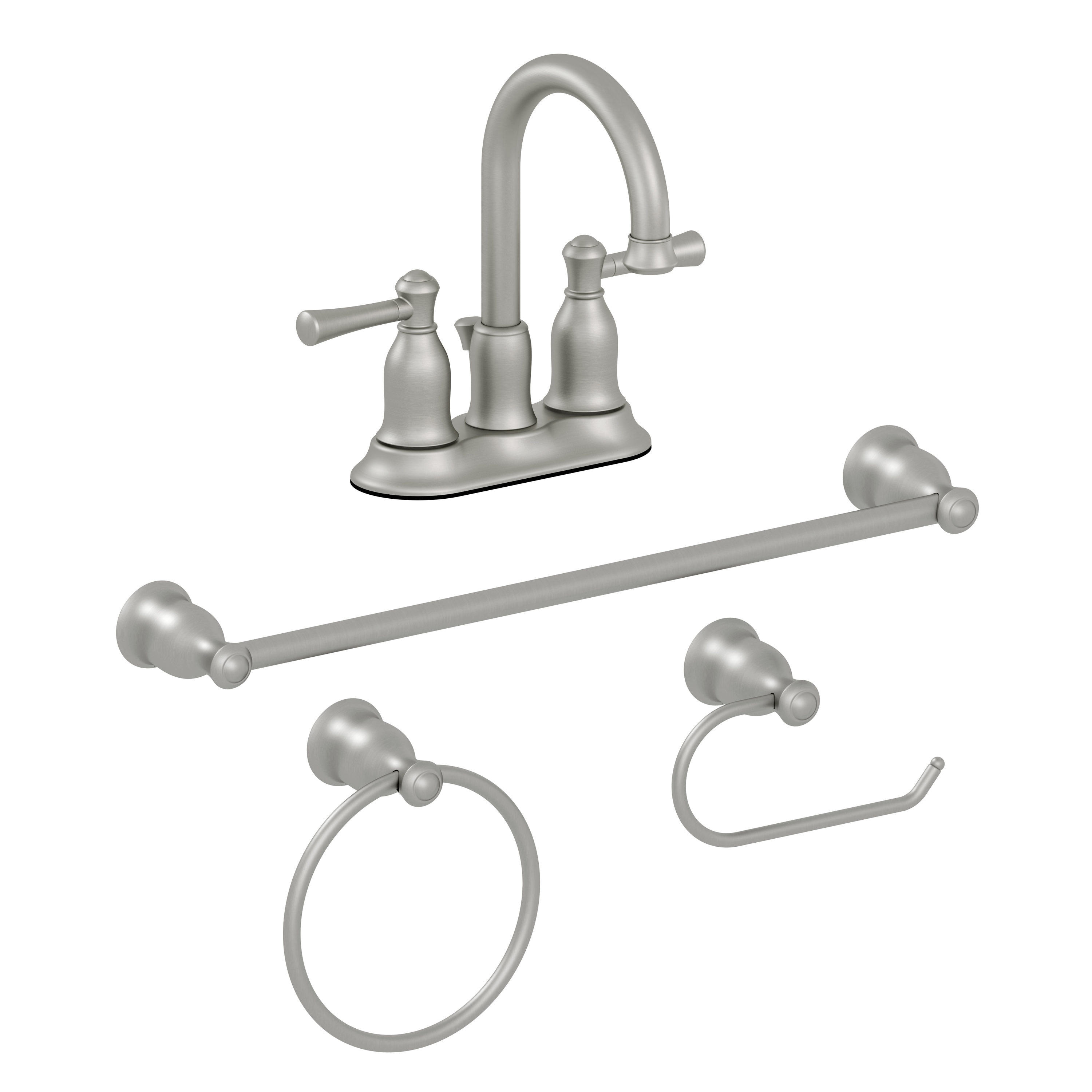 AquaSource 4-Piece Brushed Nickel Pvd Decorative Bathroom Hardware Set ...