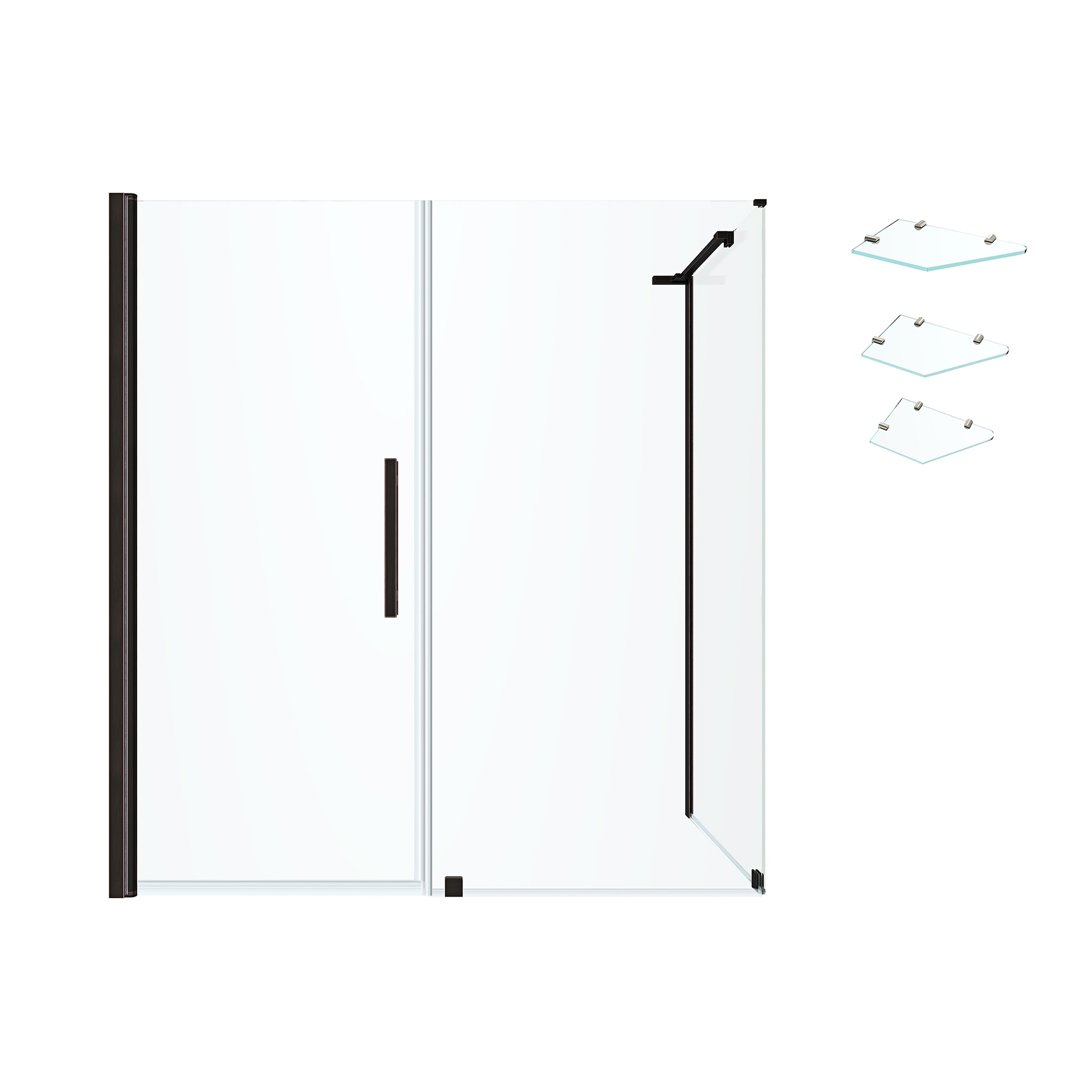 Pasadena Oil Rubbed Bronze Frameless Corner Shower Kit with Glass Shelves