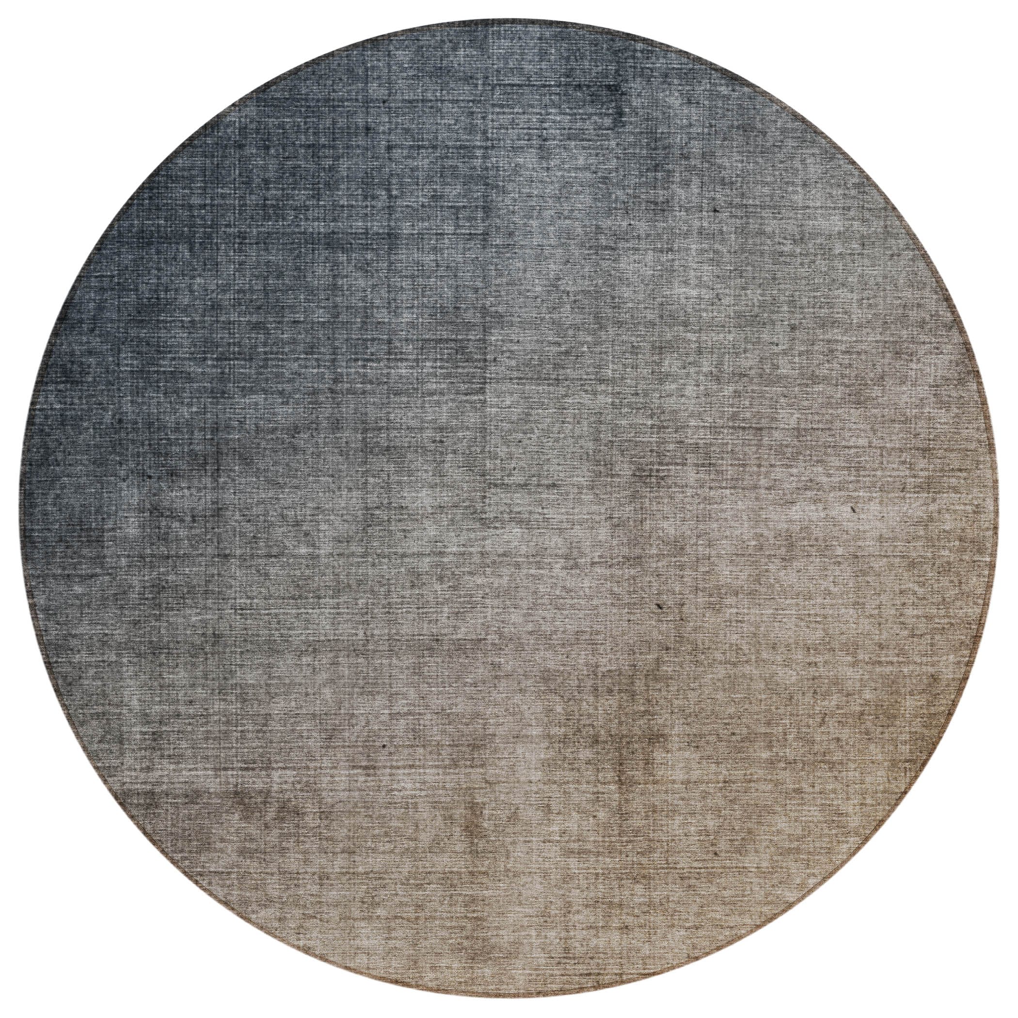 Gray Round Machine Washable Synthetic Area Rug 8' x 8'