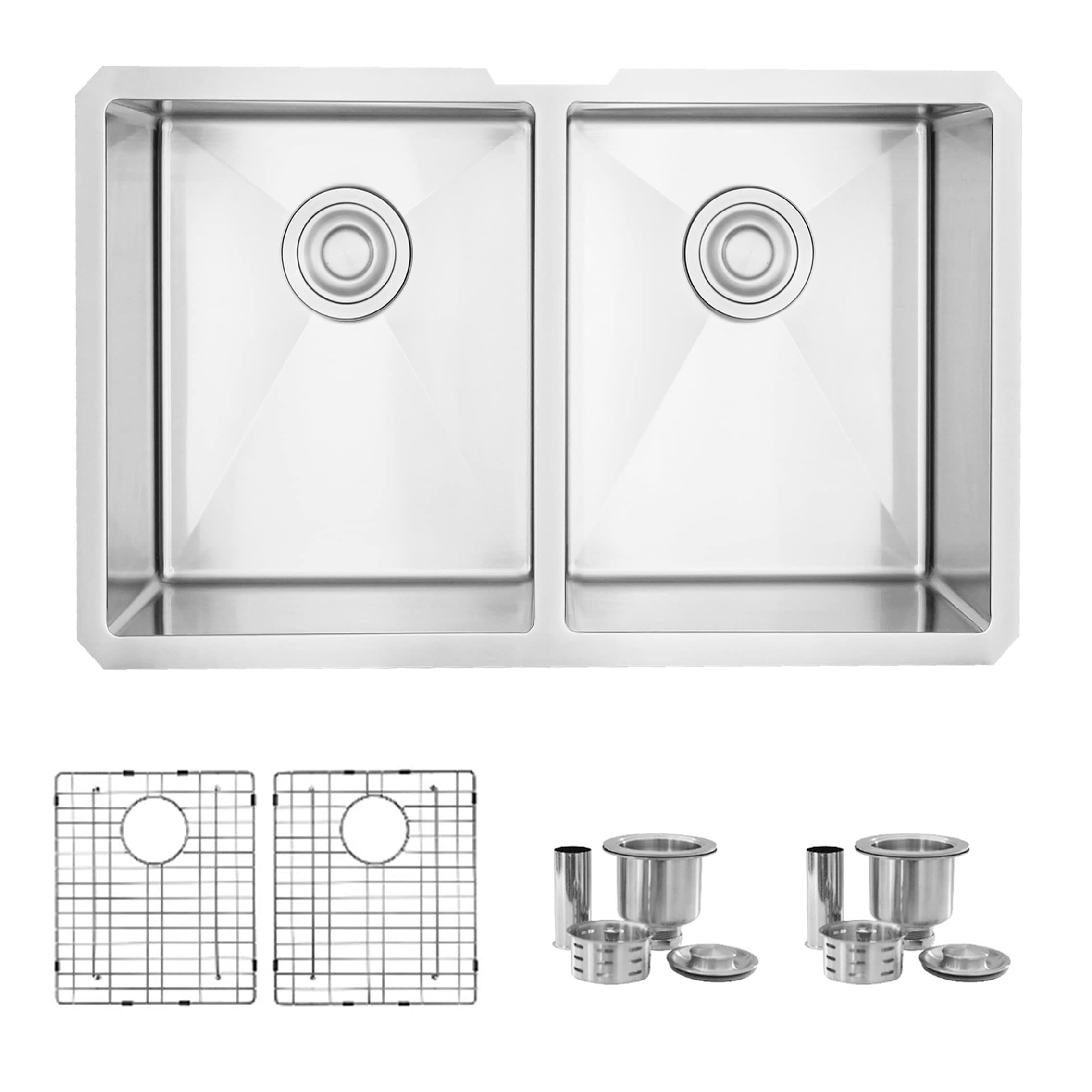 Stylish S-300XG1 Undermount 28-in x 18-in Stainless steel Double equal bowl 16 -Gauge Kitchen Sink