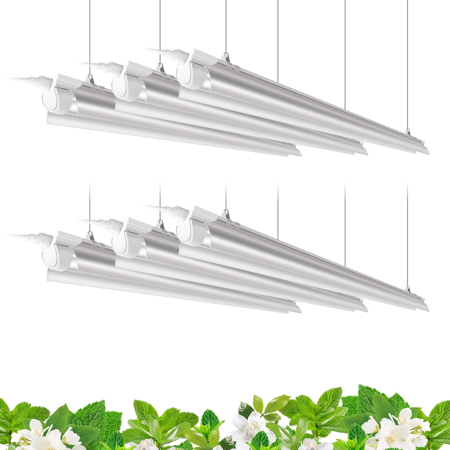 Barrina  4FT Plant Grow Lights 5000K Full Spectrum Daylight White 252W LED T8 Grow Light Strips 6 Pack