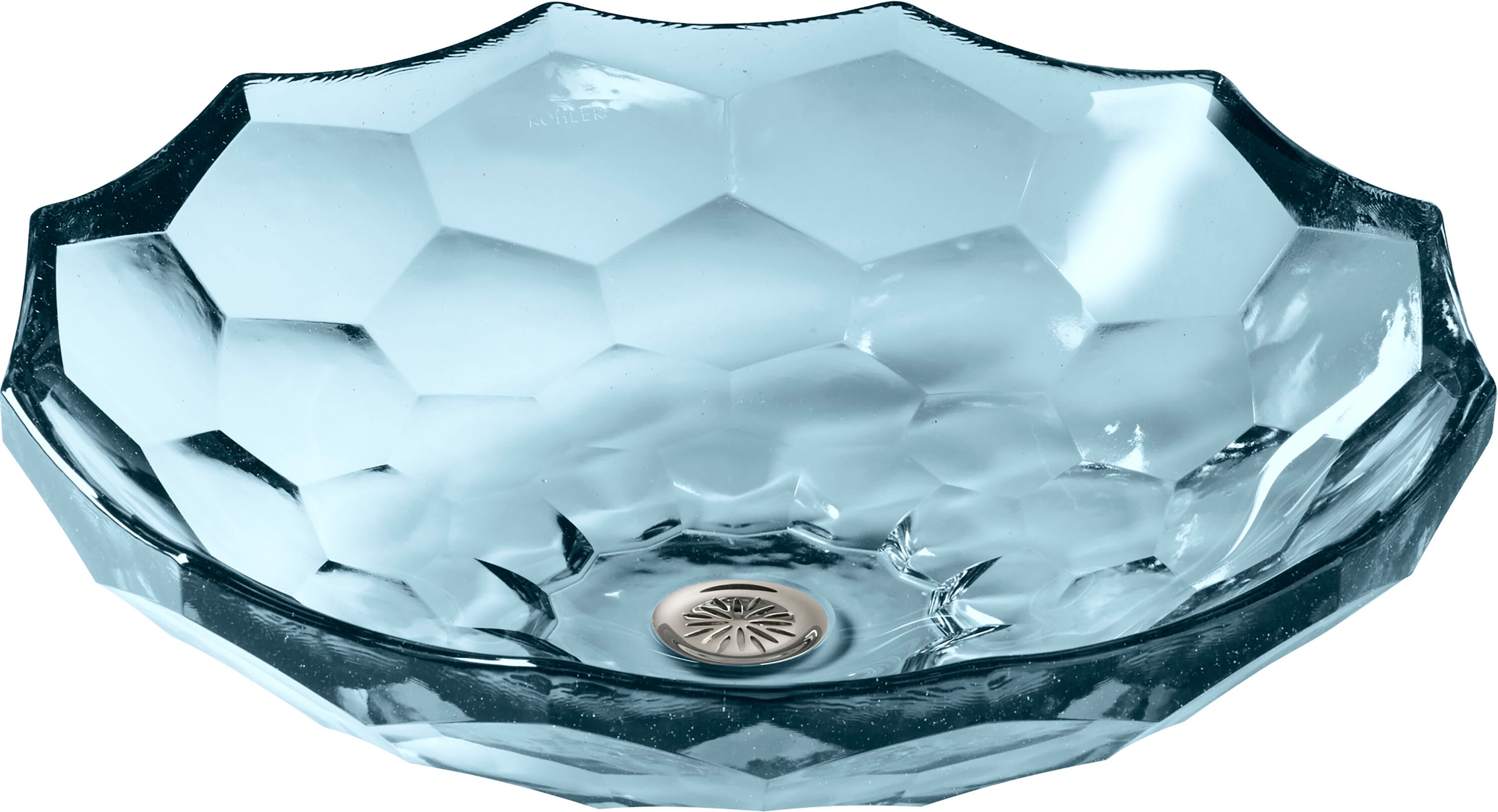 KOHLER 2373-TG1 Artist Editions Briolette Glass Vessel Round Traditional Translucent dusk Bathroom Sink with Drain Included ( 17.5-Inches x 17.5-Inches )