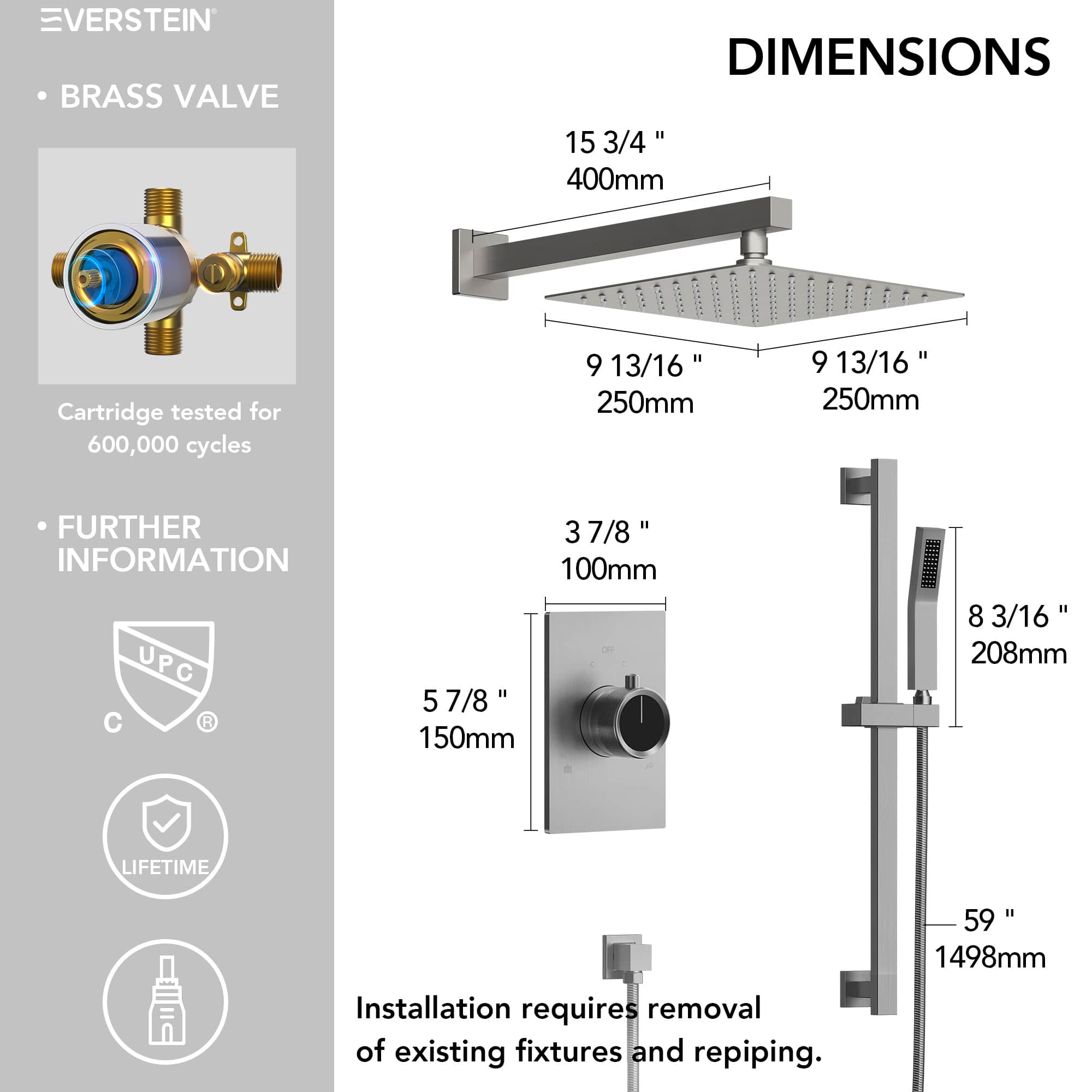 EVERSTEIN SFS-1036-NK10 Tub-Shower-Faucets - View #11