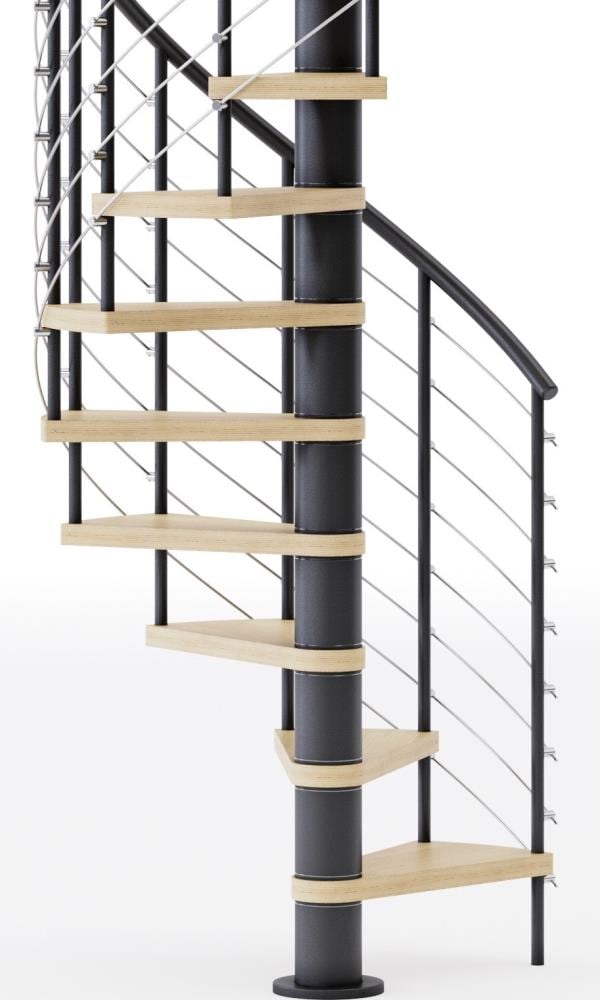 Mylen Stairs Hayden 42-in x 11.25-ft 1 Platform Rails Black Spiral ...