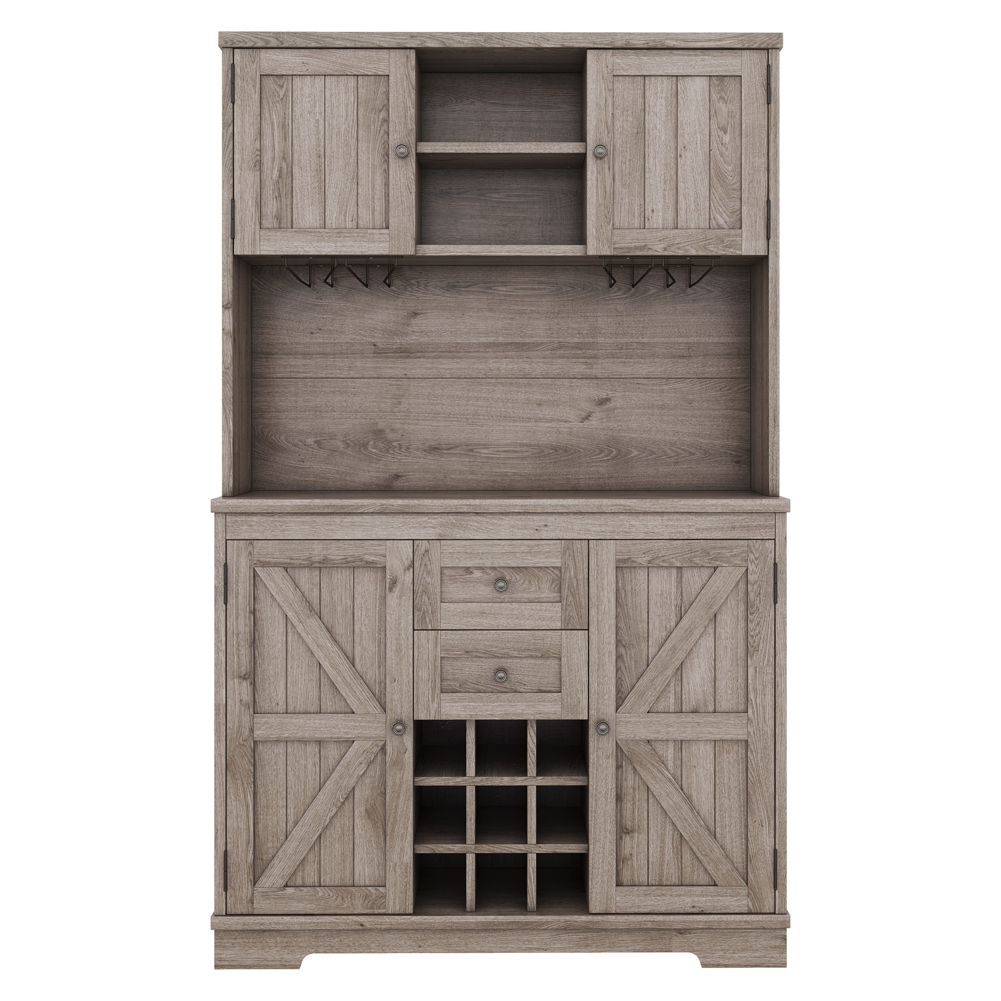 SINOFURN SYD330002GY Contemporary/Modern Gray Pantry with Wine Storage
