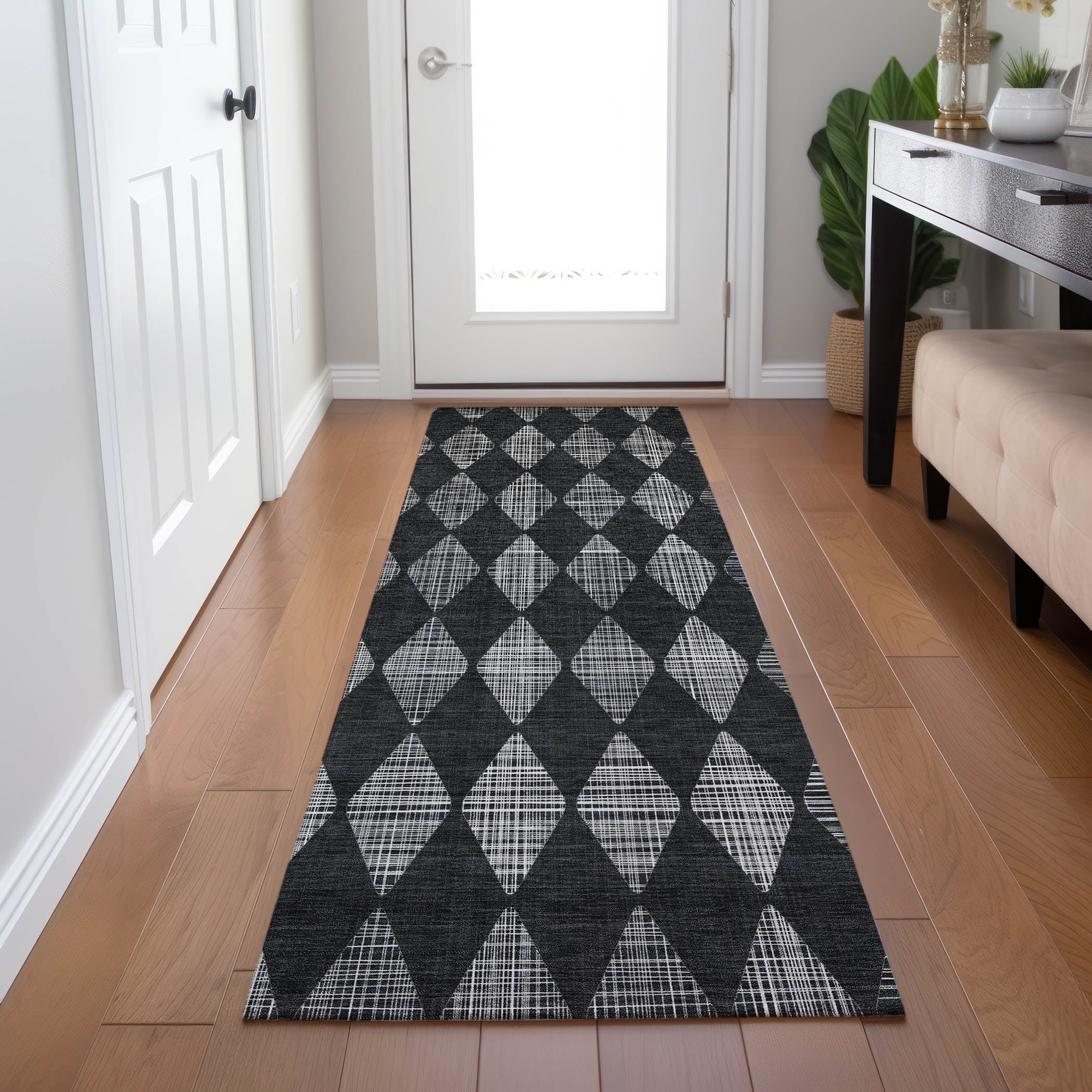 Addison Rugs ACN578CC2X8 Chantille ACN578CC 2 x 7 (ft) Polyester Charcoal Rectangular Indoor/Outdoor Geometric Machine washable Area rug